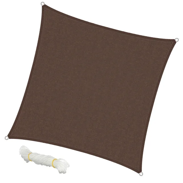 ECD Garten Voile Ombrage Carré 3,6x3,6 m Marron