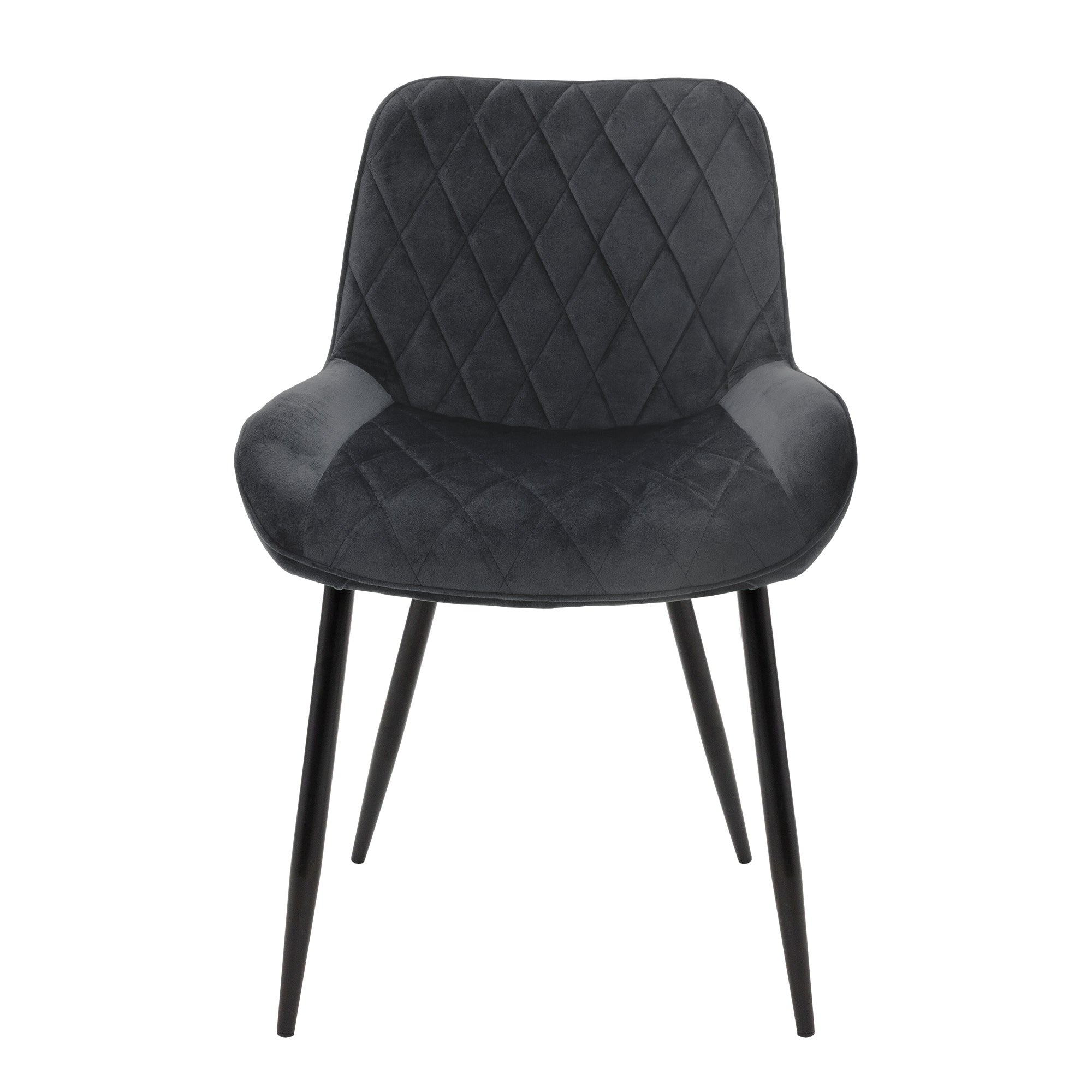 ECD Germany Möbel Chaise velours anthracite lot de 4 capitonnée