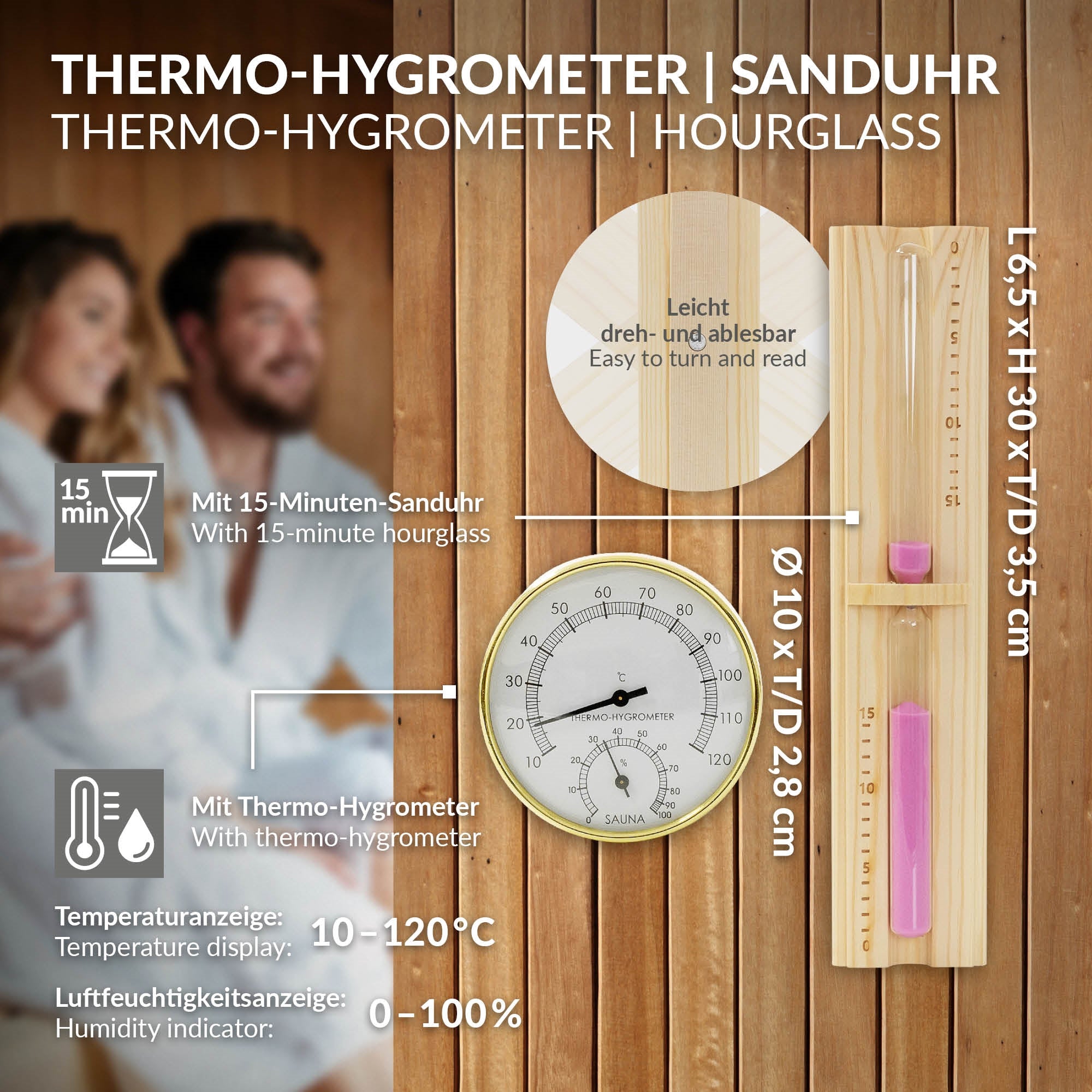 ECD Germany LuxeBath set sauna pin 4 pièces 4,5L