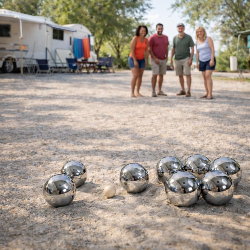 Shop-Story Loisirs Jeu Pétanque Métal 8 Boules 73 mm Housse