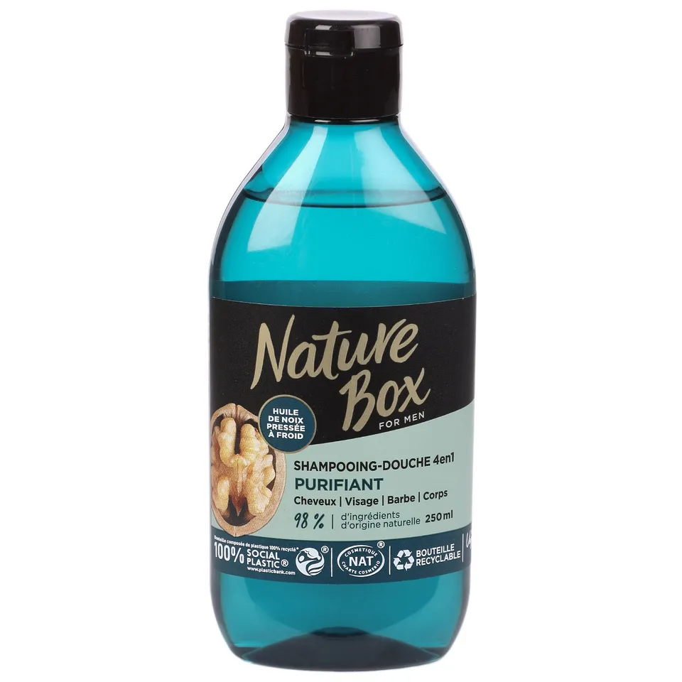 Stokomani shampoing douche 4 en 1 noix cheveux barbe corps
