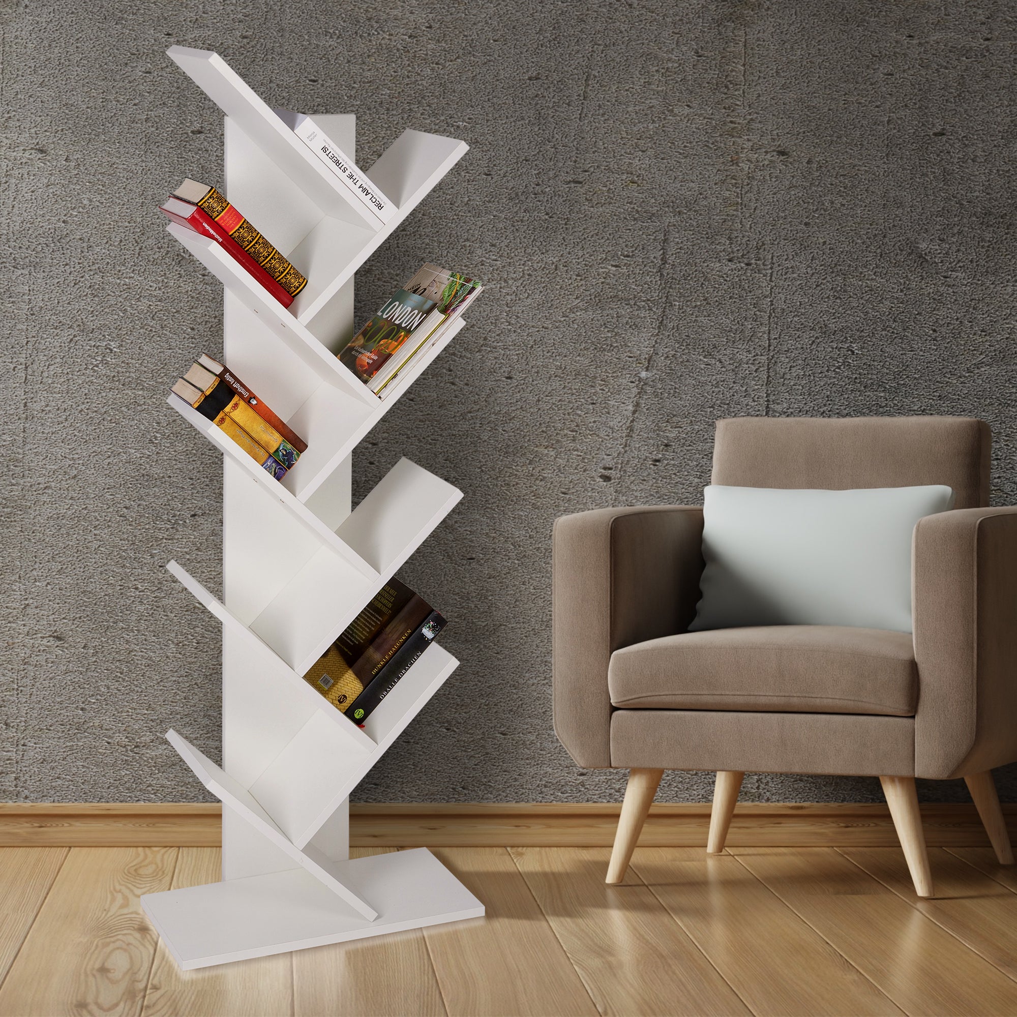 ML-Design Étagère livres blanche 50x25x140 cm 8 niveaux