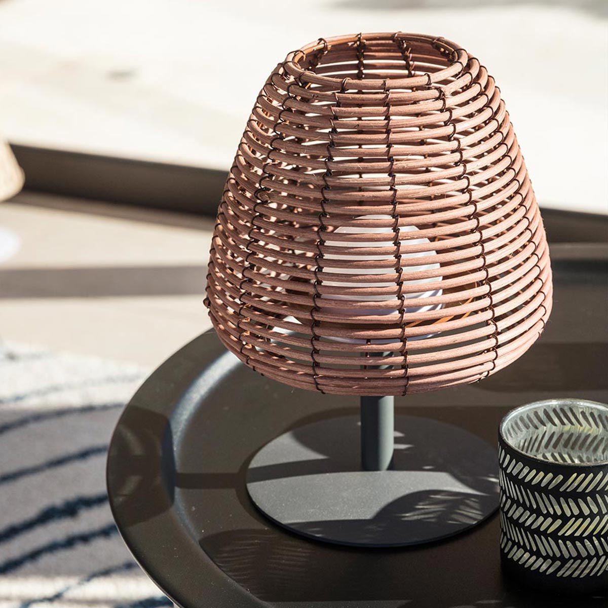 Red Deco Standy Mini Boheme lampe table sans fil lot 2 rotin H25cm