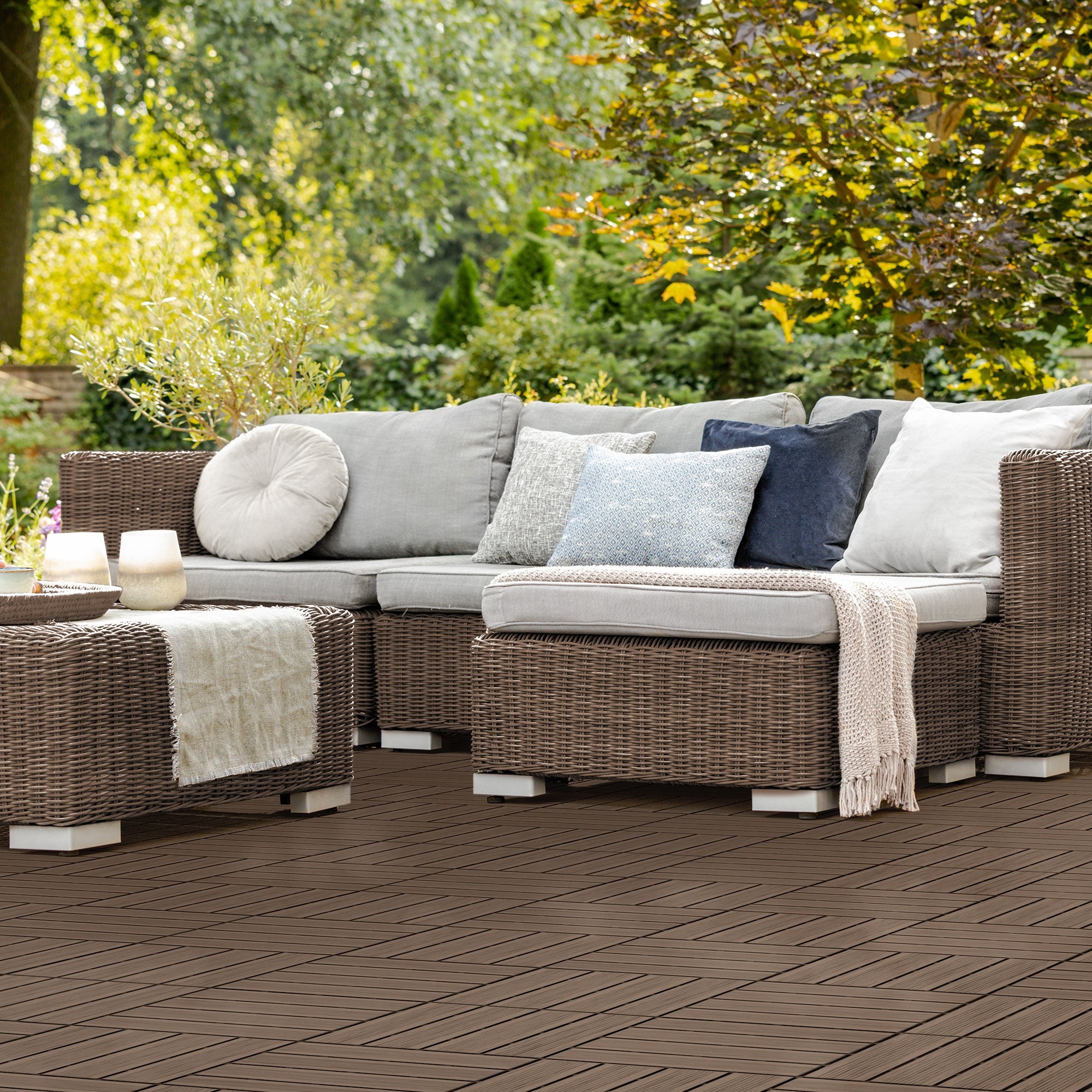 ECD Germany Garten 22 dalles WPC marron 30x30 cm 2m²