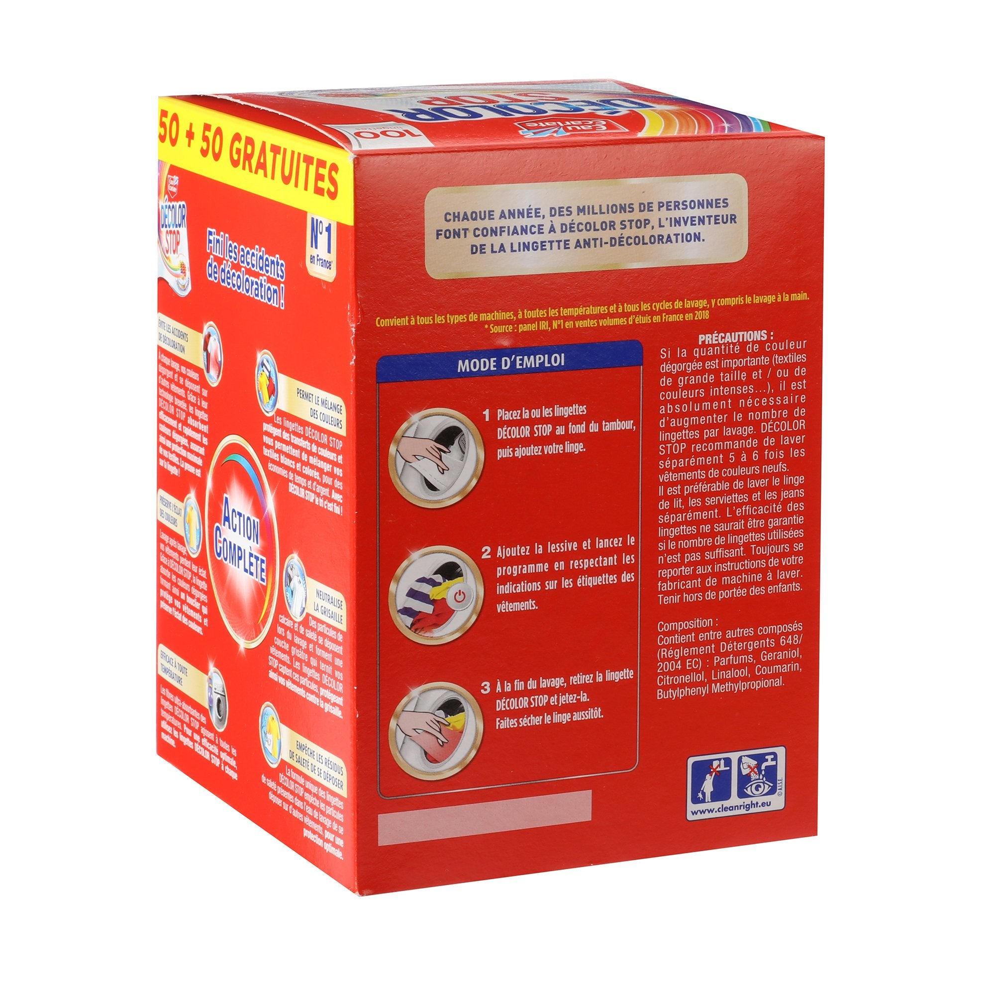 Stokomani Mode lingettes décolor stop 100 lingettes anti-dégorgement