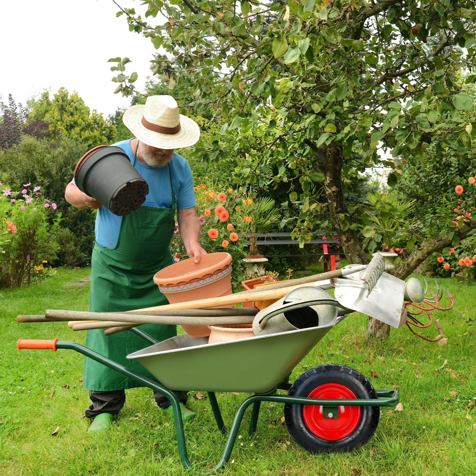 ECD Germany Garten roue brouette gonflable 390 mm rouge axe