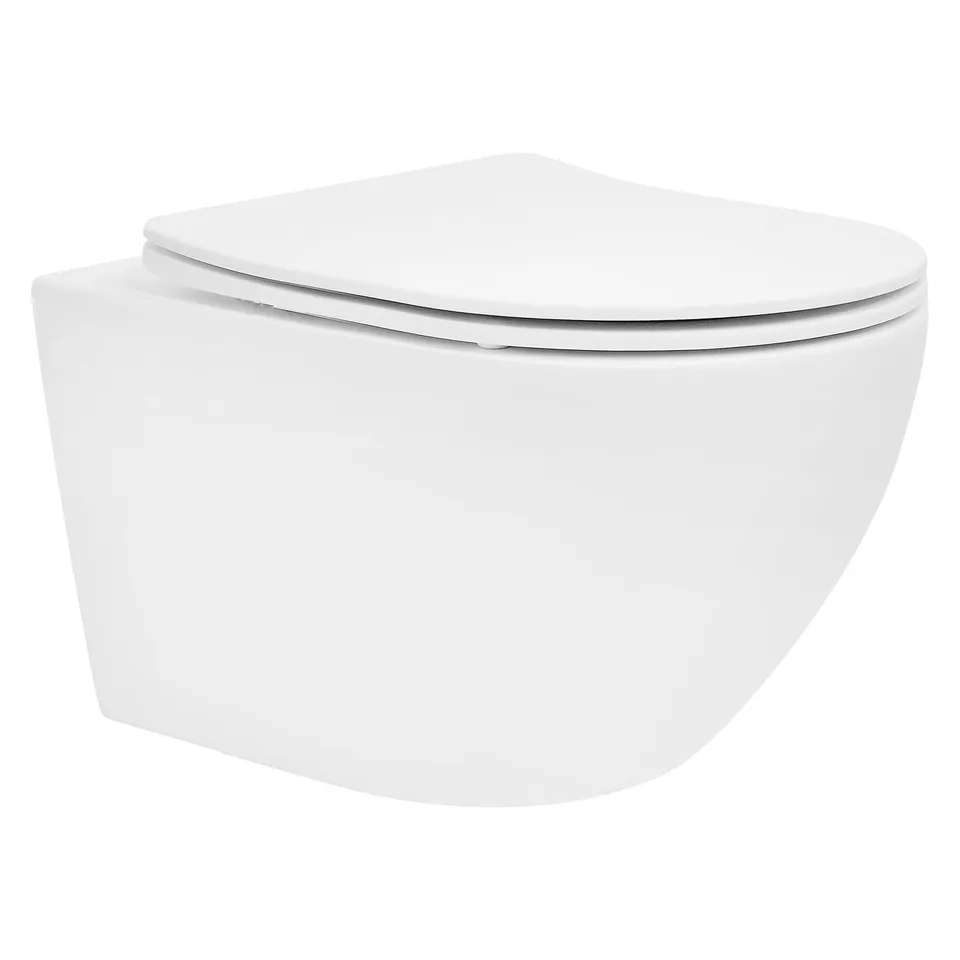 ECD Germany Sanitär LuxeBath WC suspendu blanc mat 54 cm sans bride