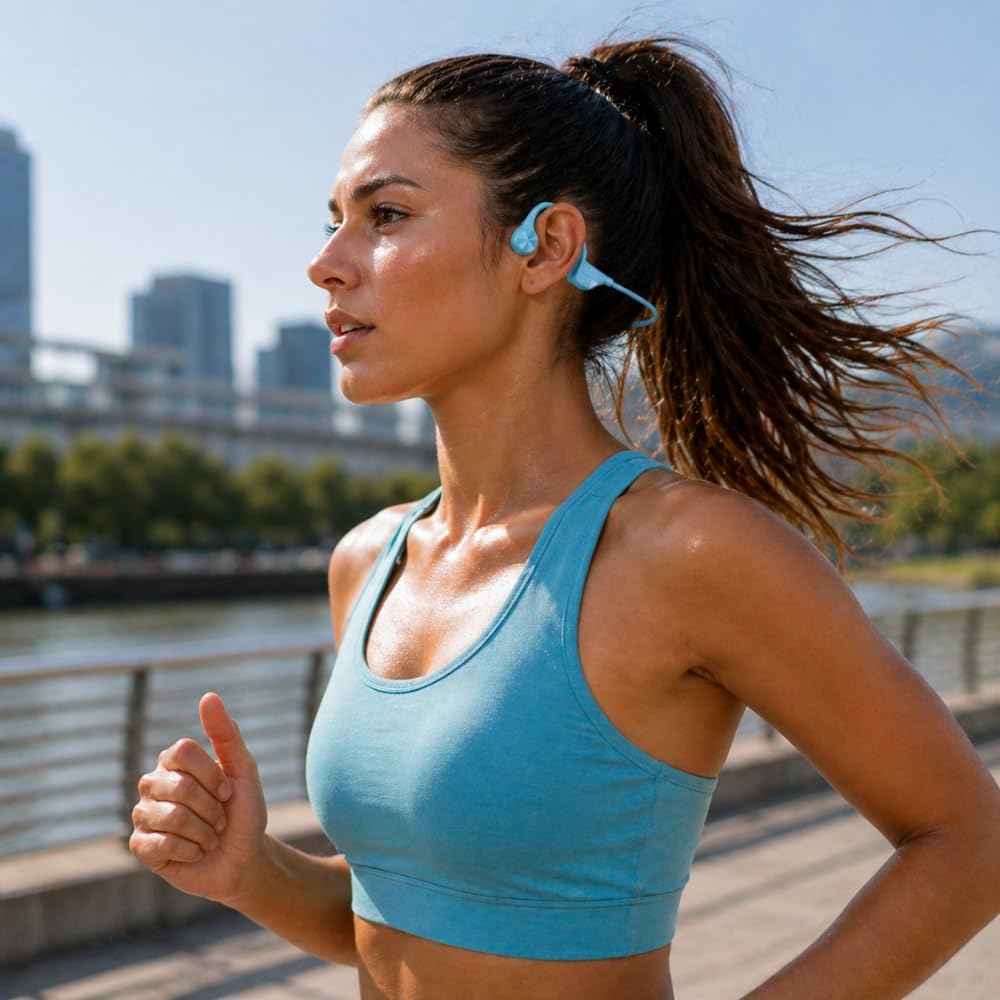Shop-Story Casque Conduction Osseuse Bleu Bluetooth 5.2