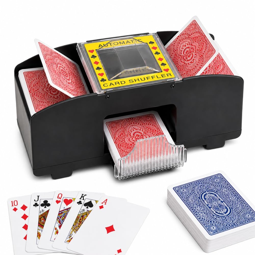Shop-Story Mélangeur cartes automatique électrique 2 jeux noir