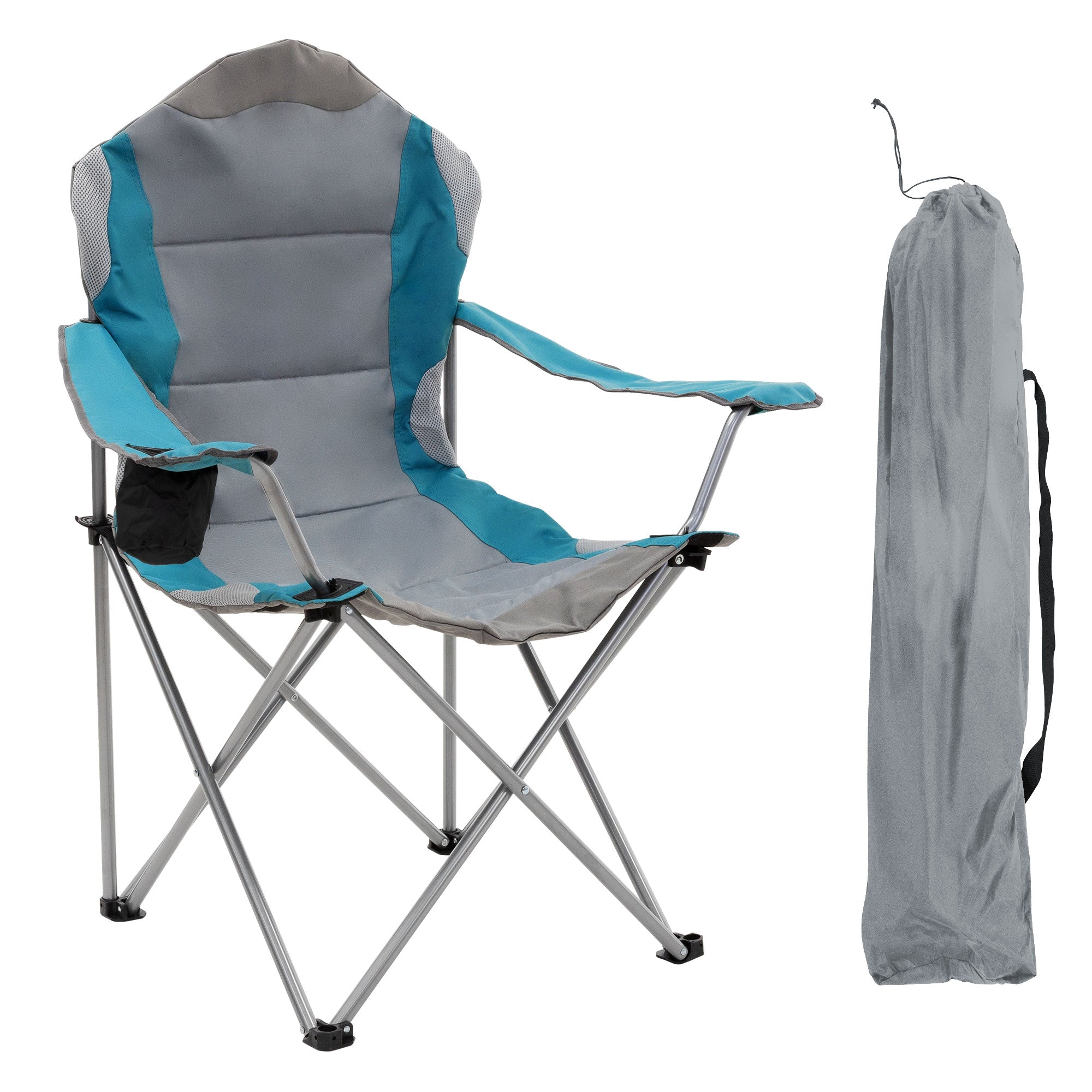 ECD Germany chaise camping turquoise pliable porte-gobelet lot 2