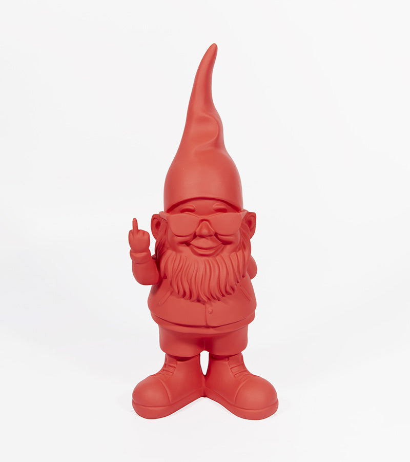 L'avant gardiste Bernardo nain de jardin statue rouge doré noir