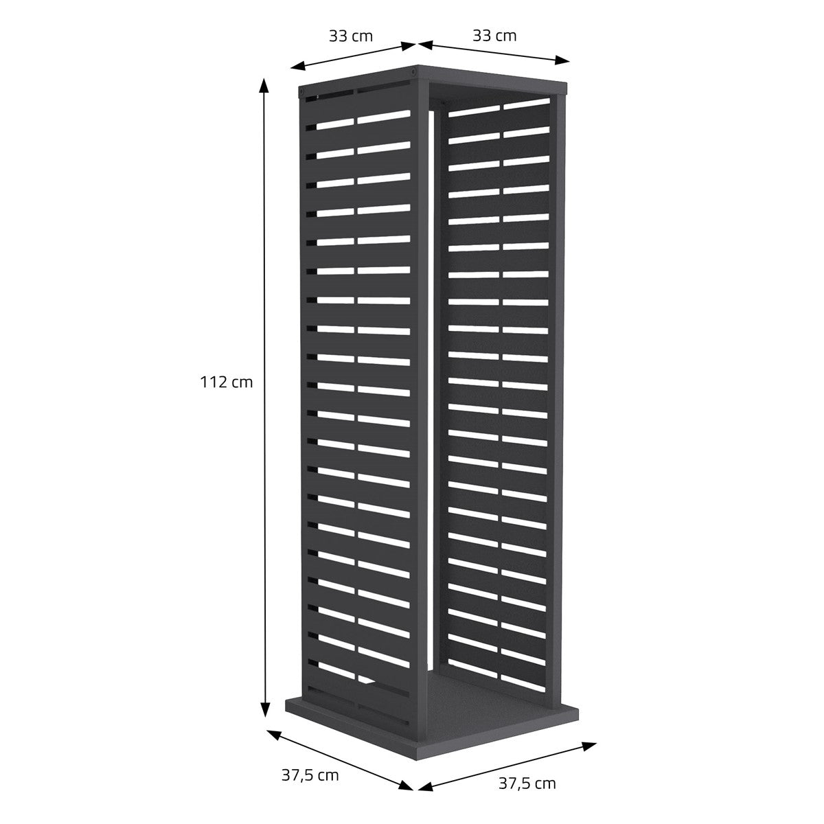 ECD Germany Garten range-bûches Schlitz 37,5x37,5x112 cm anthracite