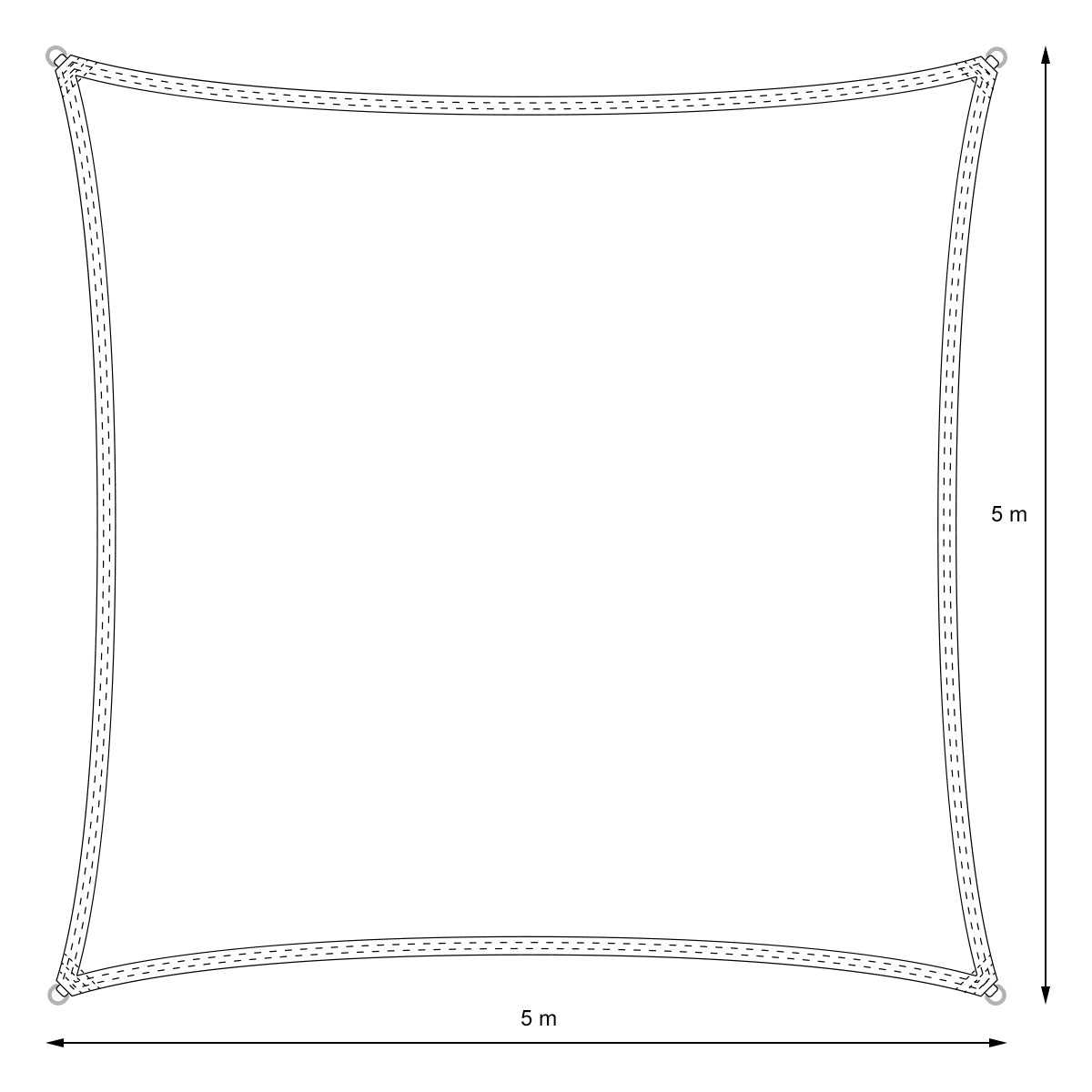 ECD Germany voile d'ombrage carré 5x5 m gris HDPE anti-UV