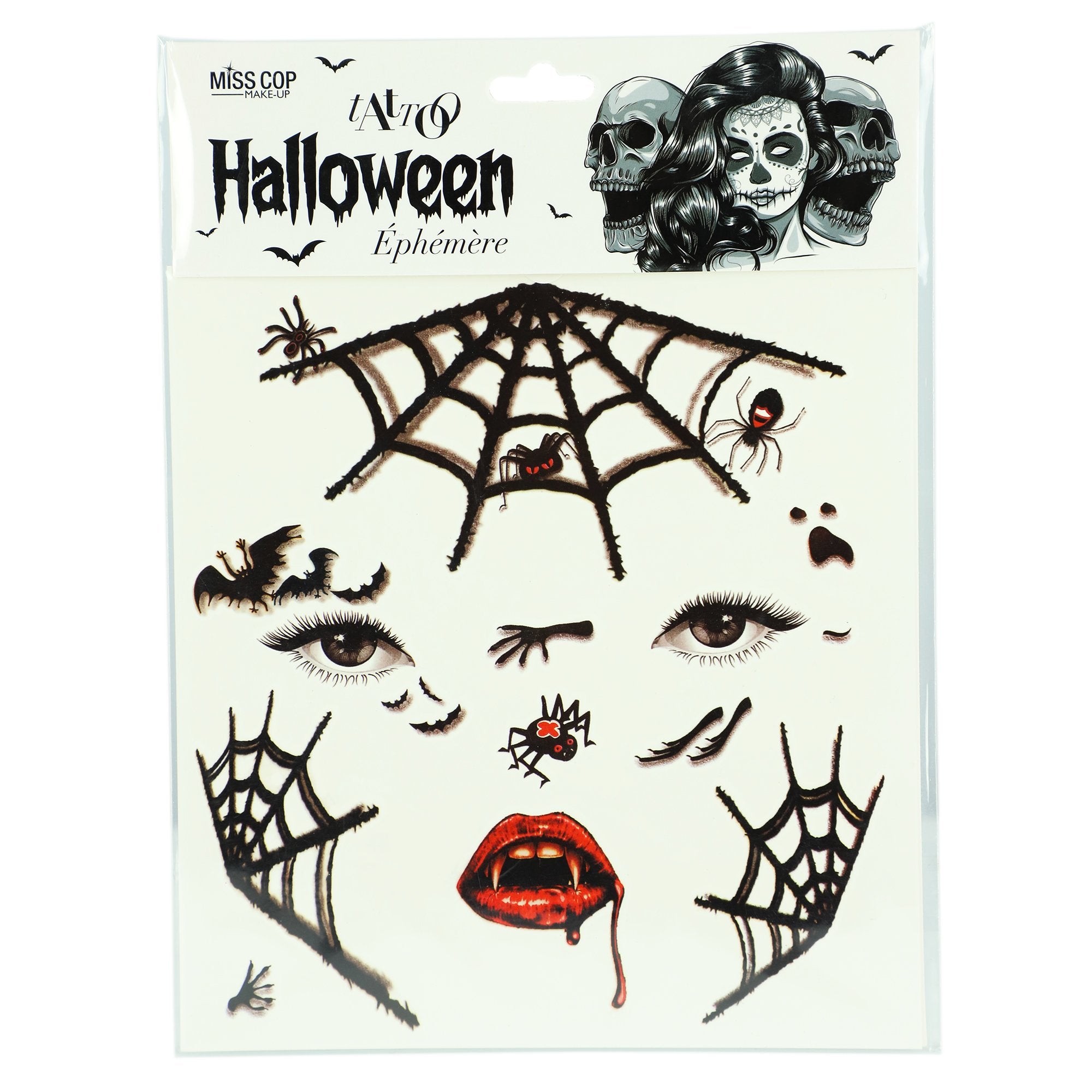 Stokomani Beauté tatouage éphémère visage Halloween gris