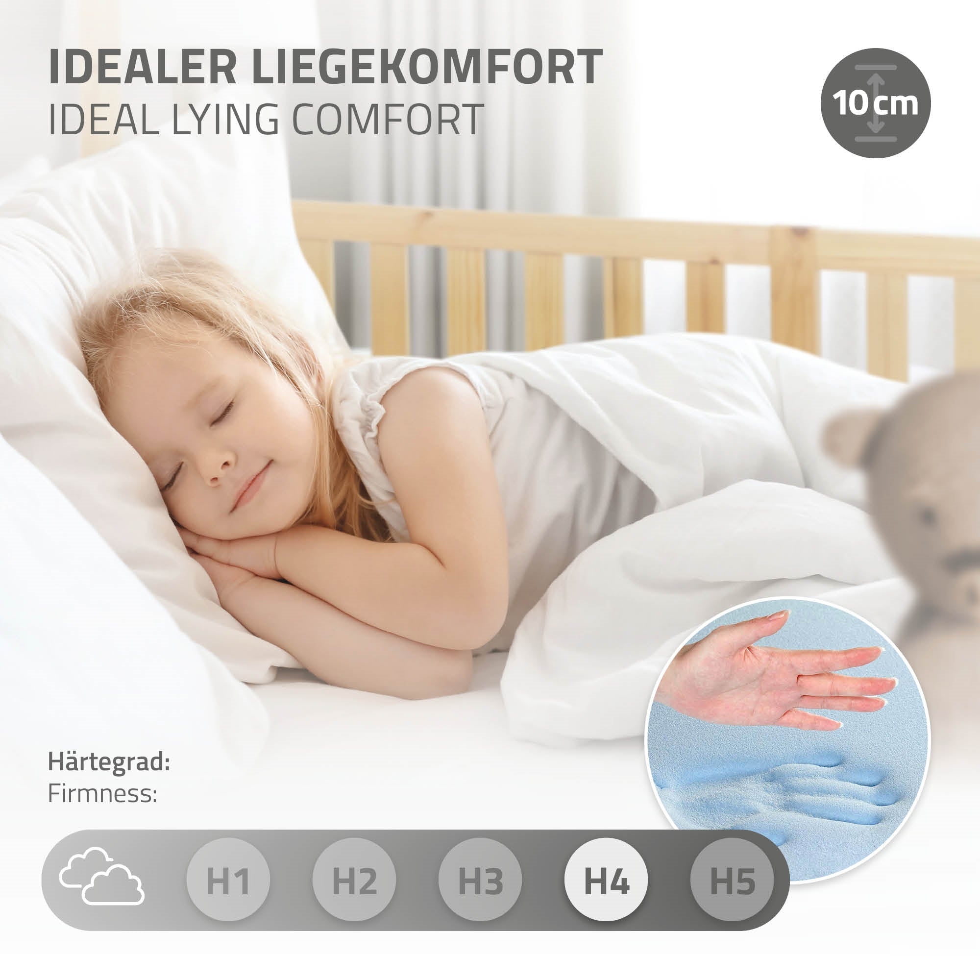 ECD Germany Kinder lit cabane 80x160 nature avec matelas 10 cm