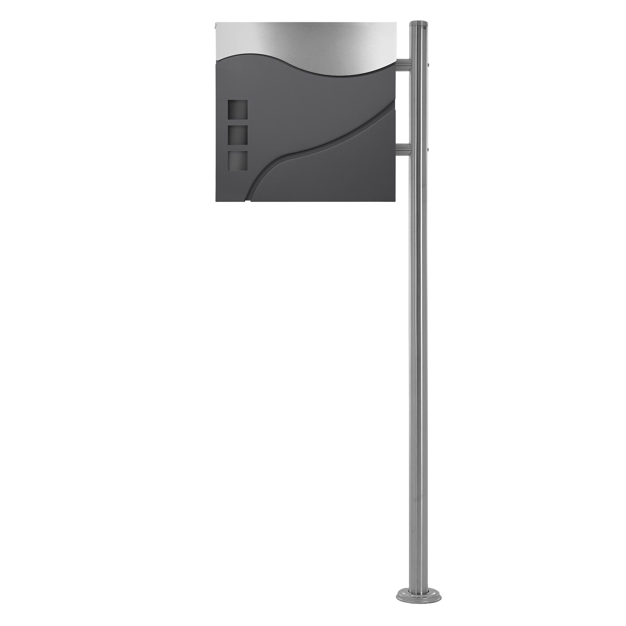 ECD Germany Boîte aux lettres sur pied argent Modèle 10 37cm +journal