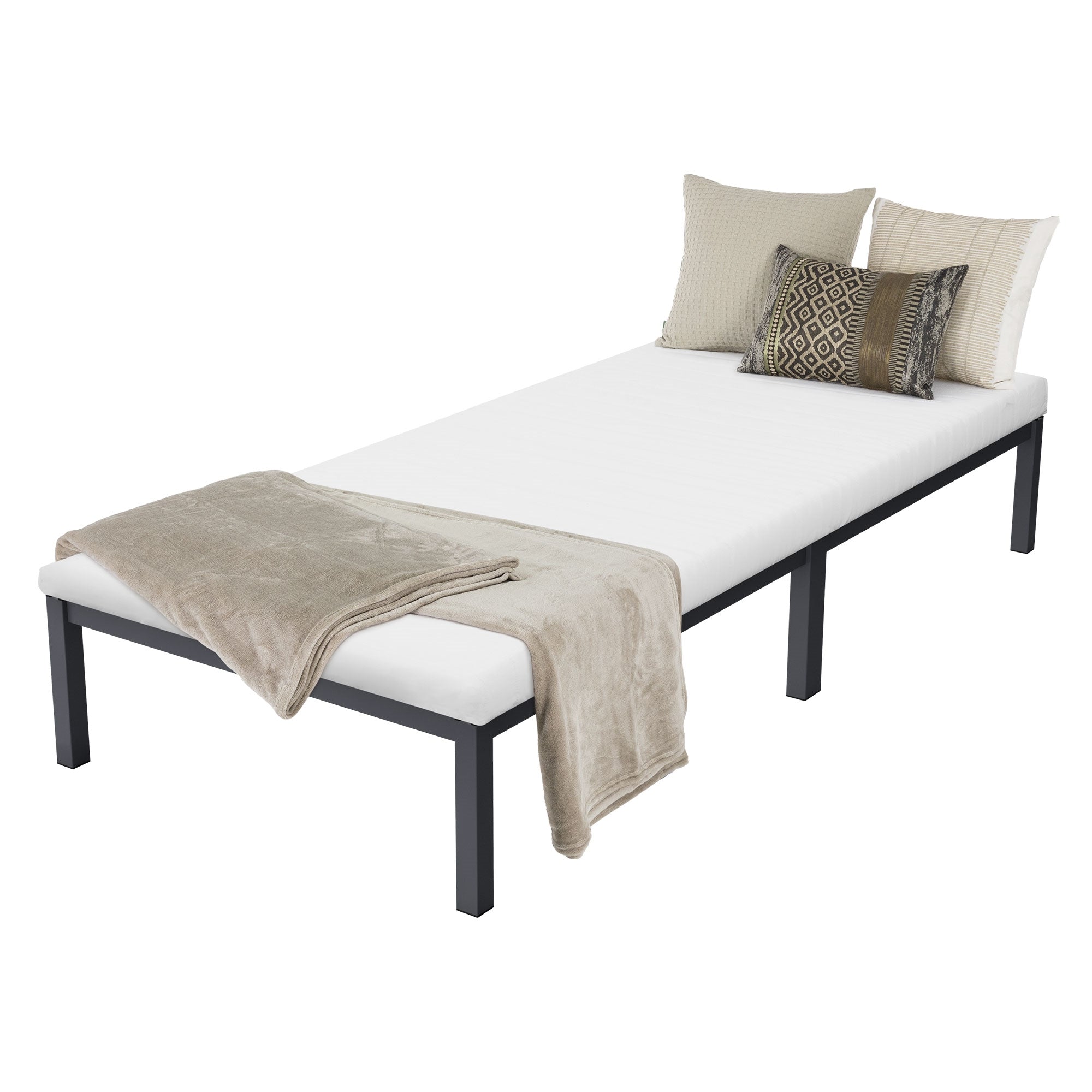 ECD Germany Möbel lit métal 90x200 anthracite sommier