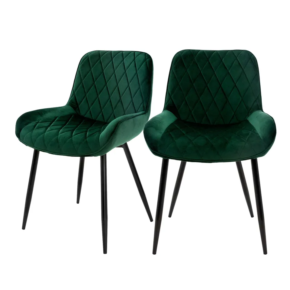 ECD Germany Möbel chaise salle à manger vert foncé velours lot 2