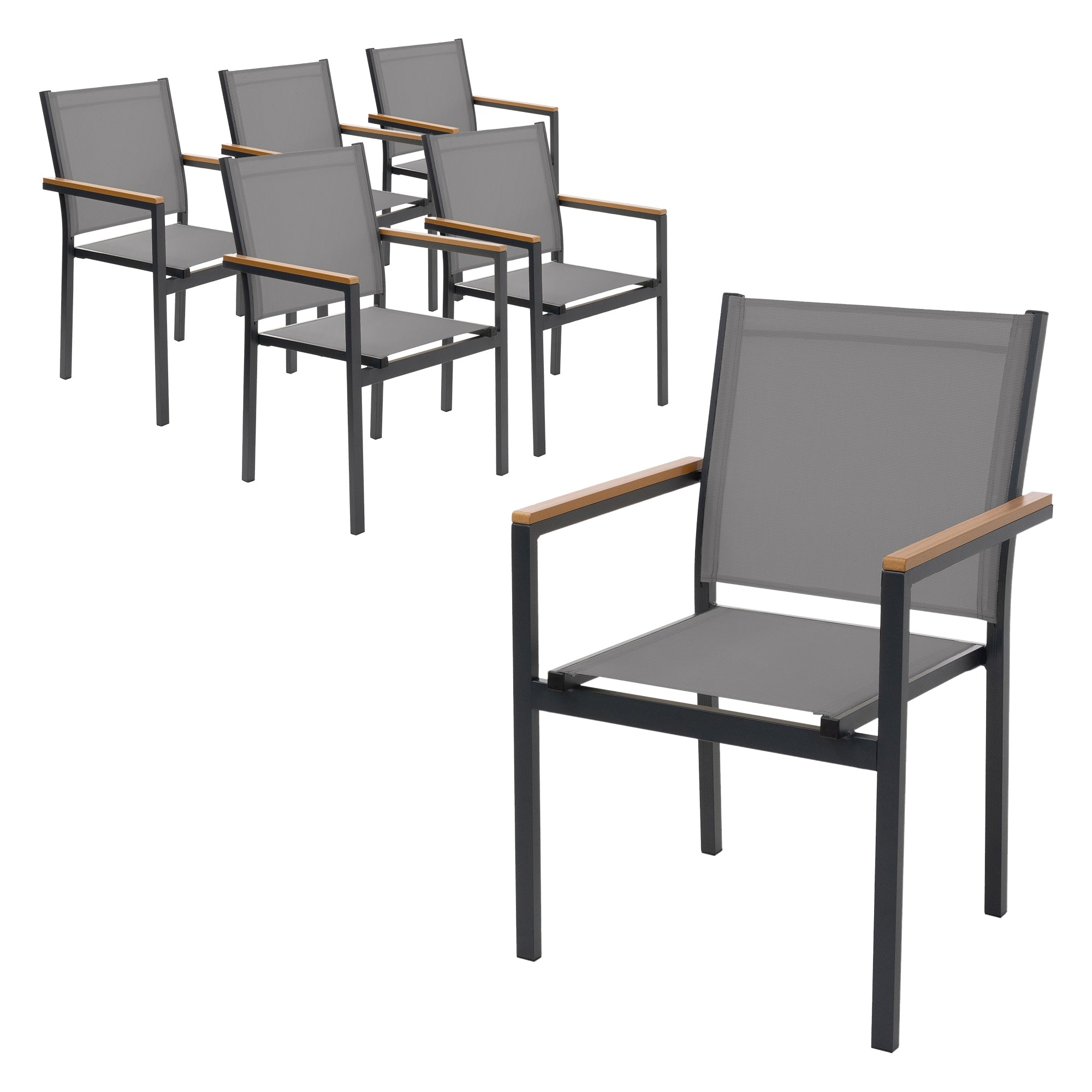 ECD Germany Garten chaise jardin beige textilène lot 2