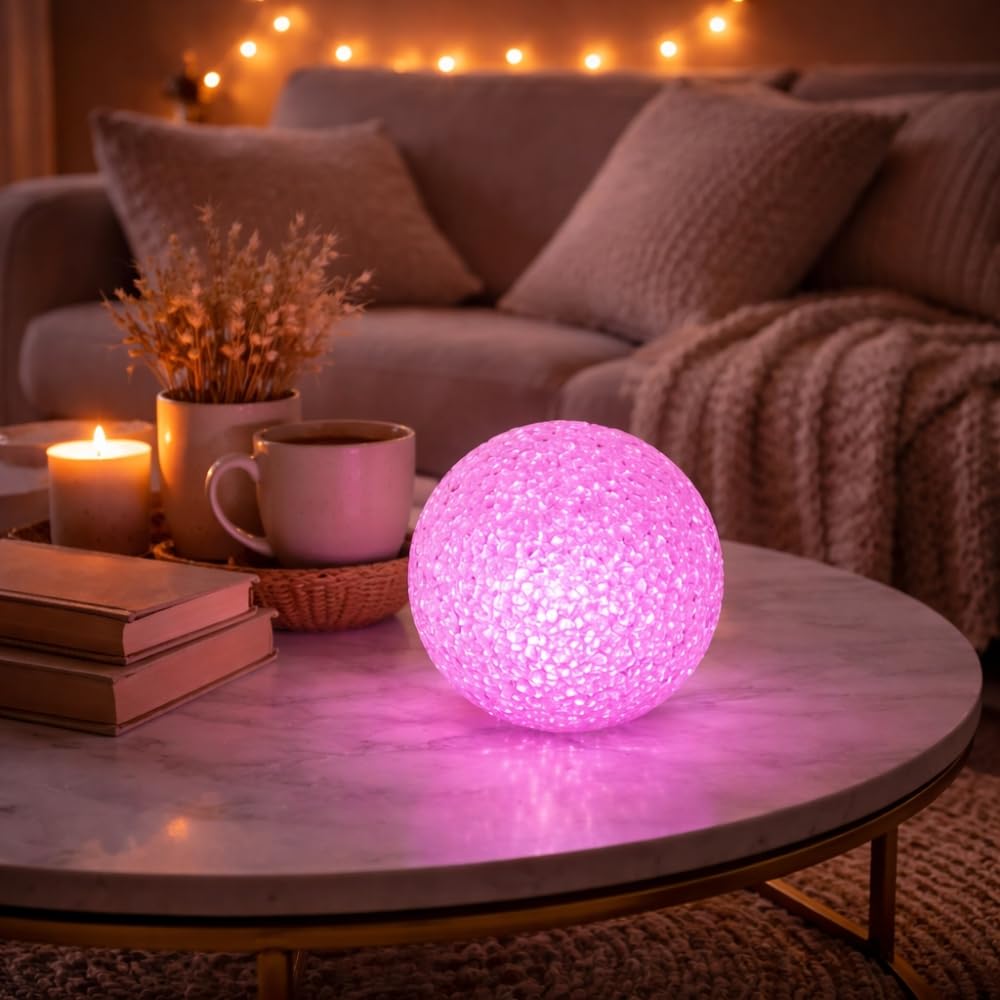 Shop-Story lot 2 boules lumineuses LED 8 cm effet cristal