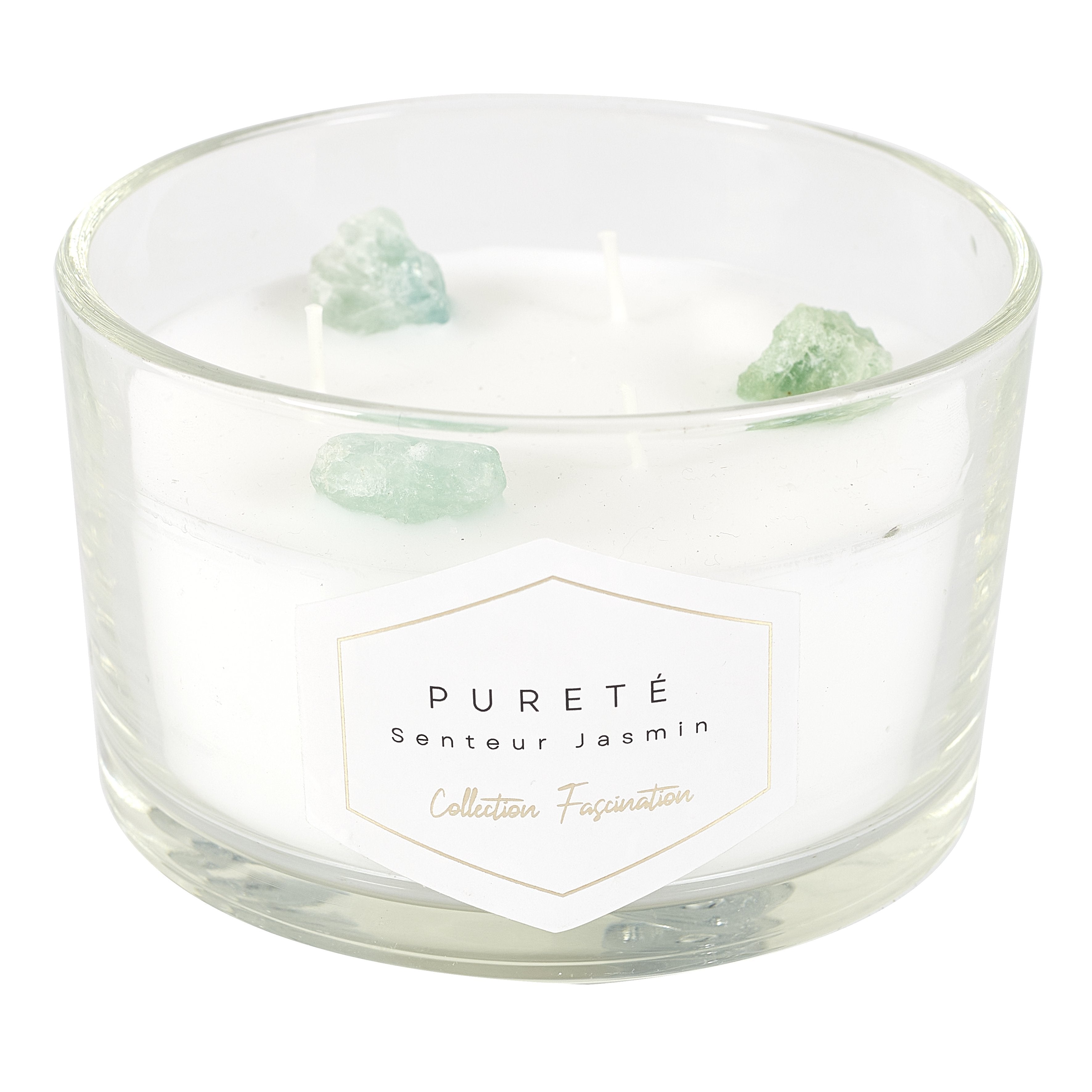 Stokomani Maison bougie parfumée 3 mèches pierres jasmin