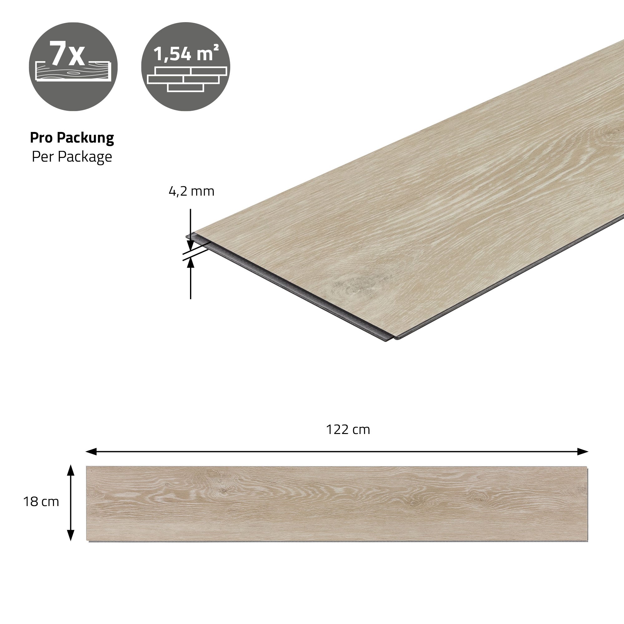 ECD Germany sol vinyle Eiche Afterglow 6,16m² chêne 4,2mm