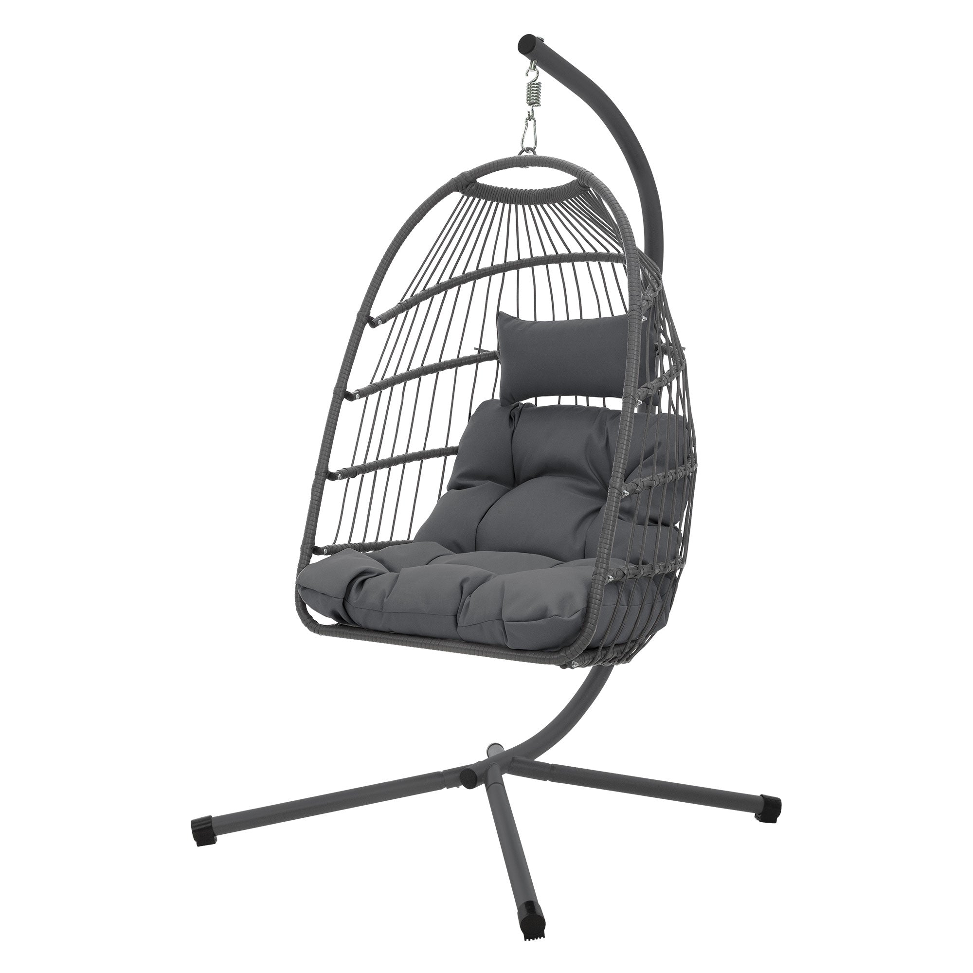 ECD Germany Fauteuil suspendu polyester gris foncé 100x105x195 coussin