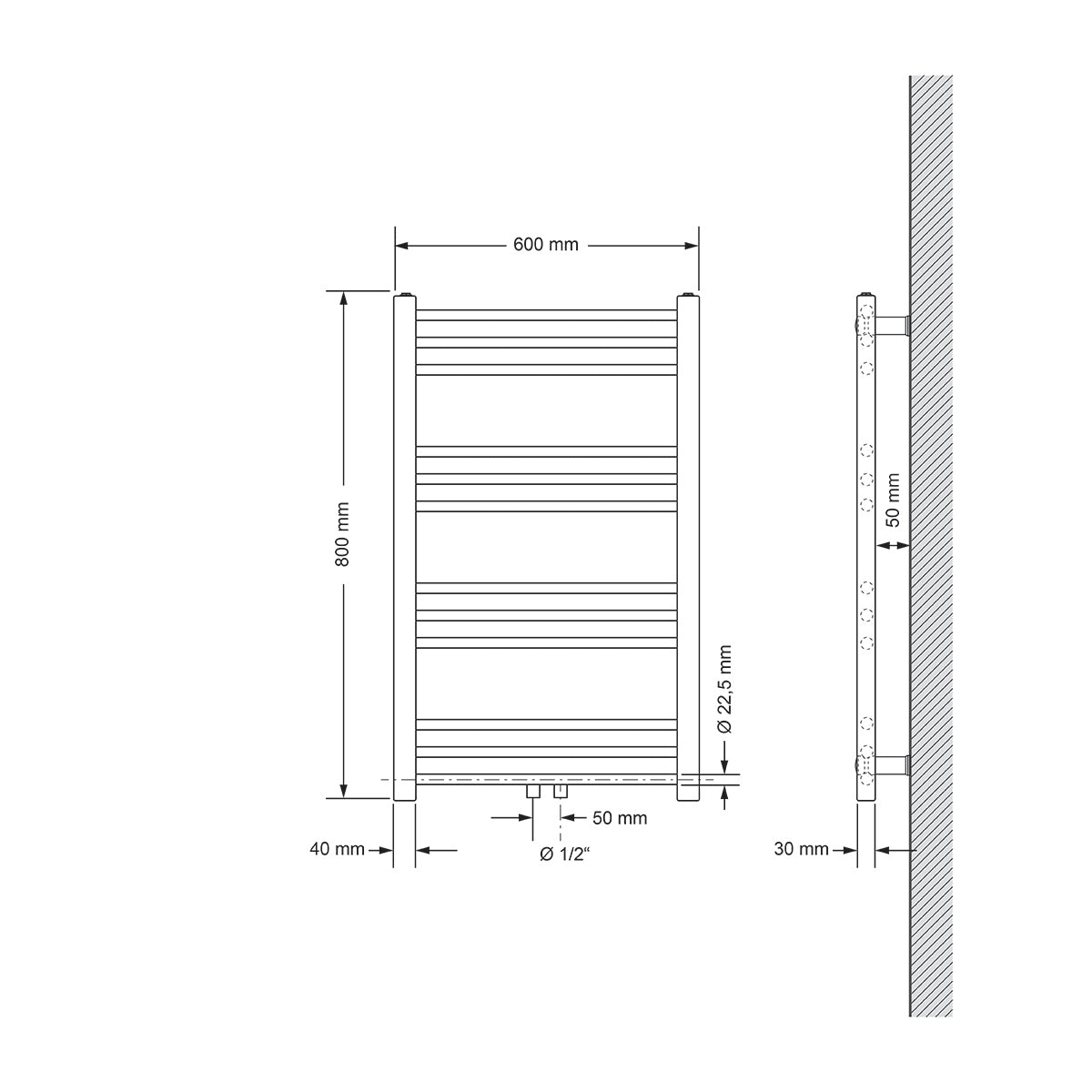 ECD Germany Sahara radiateur salle de bain blanc 60x80 cm droit