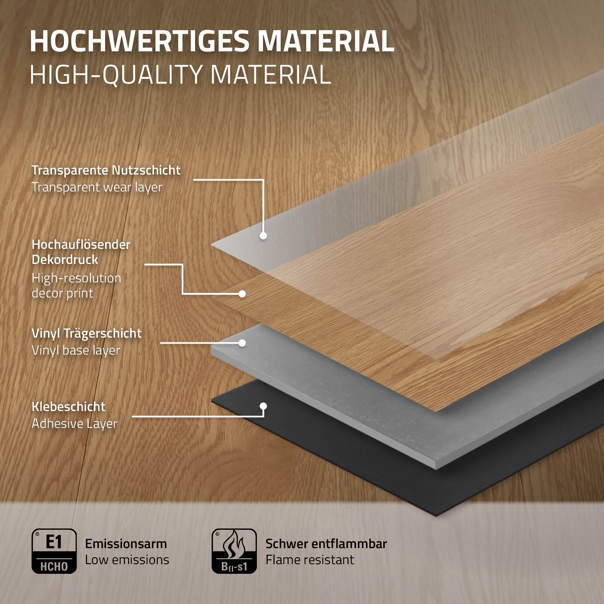 ECD Germany Bauen & Renovieren sol vinyle adhésif chêne Sundance 6,69 m²