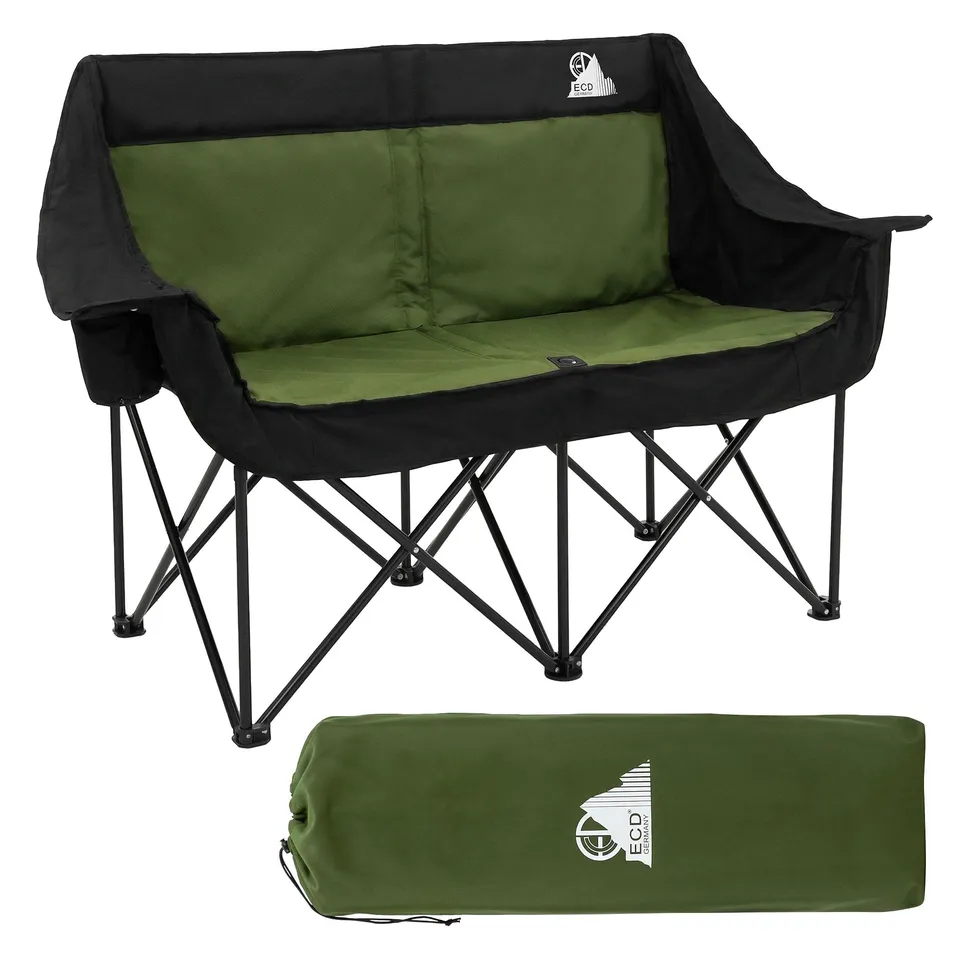 ECD Germany chaise camping double pliante kaki 2 places 200 kg