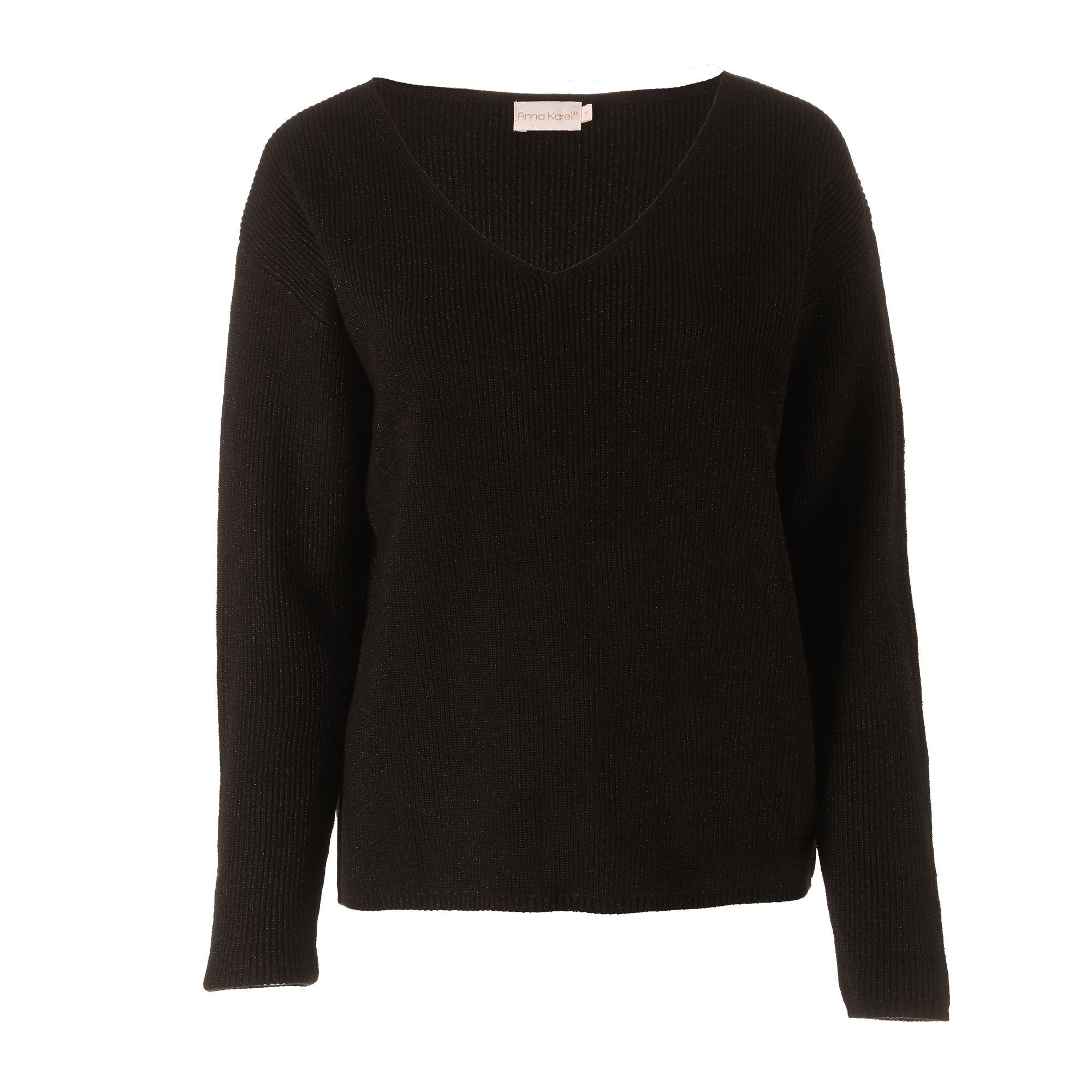 Stokomani Mode Pull col V noir femme maille