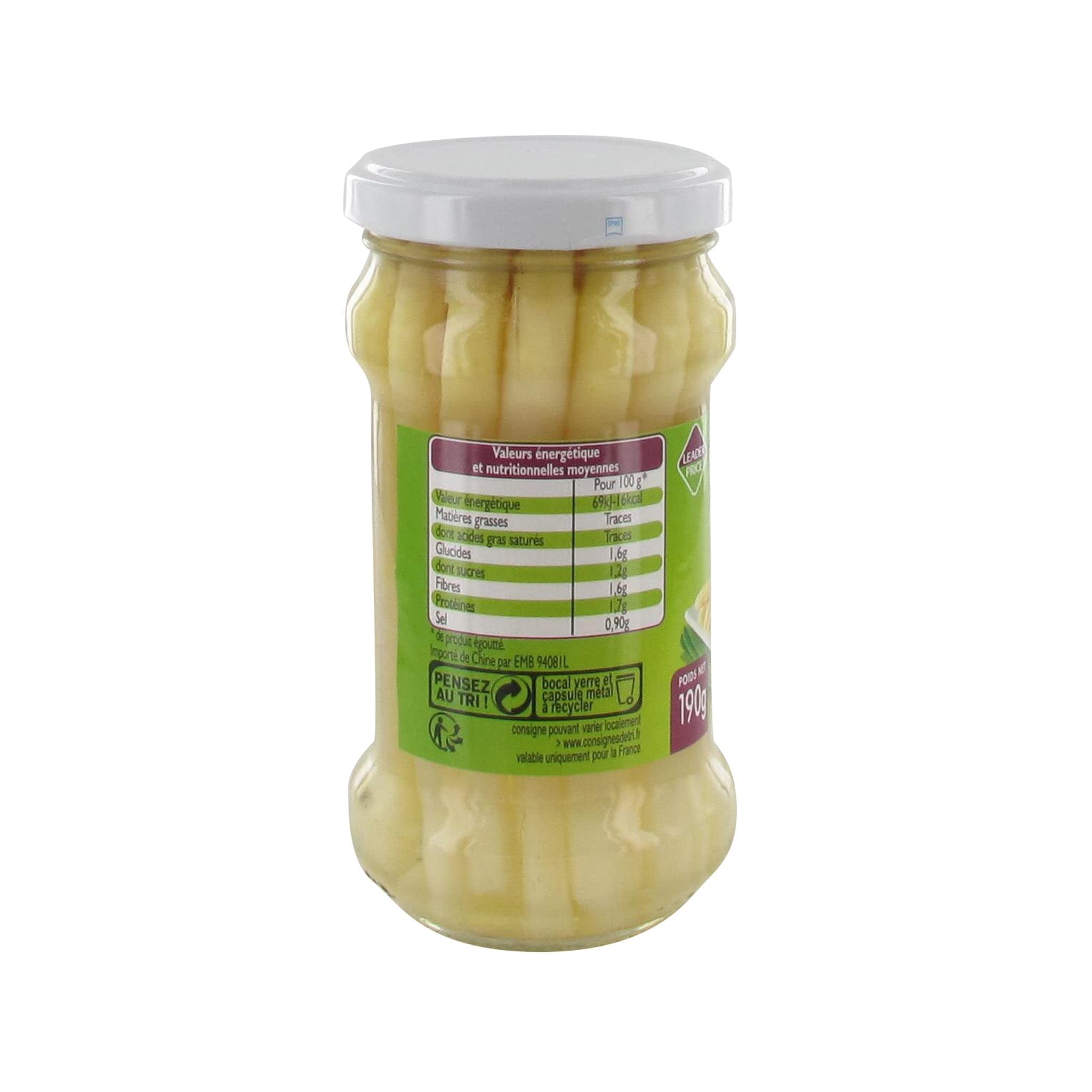 Leader Price Asperges blanches miniatures conserve 110g