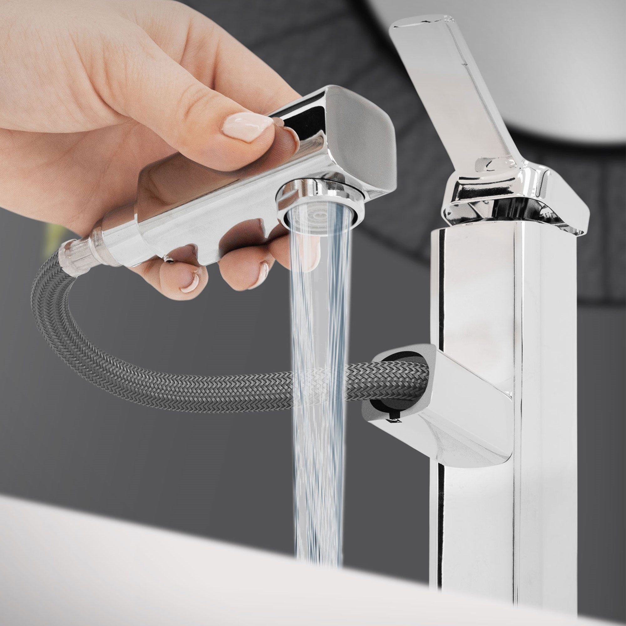 ECD Germany Sanitär lavabo céramique 41,5x36cm blanc + robinet