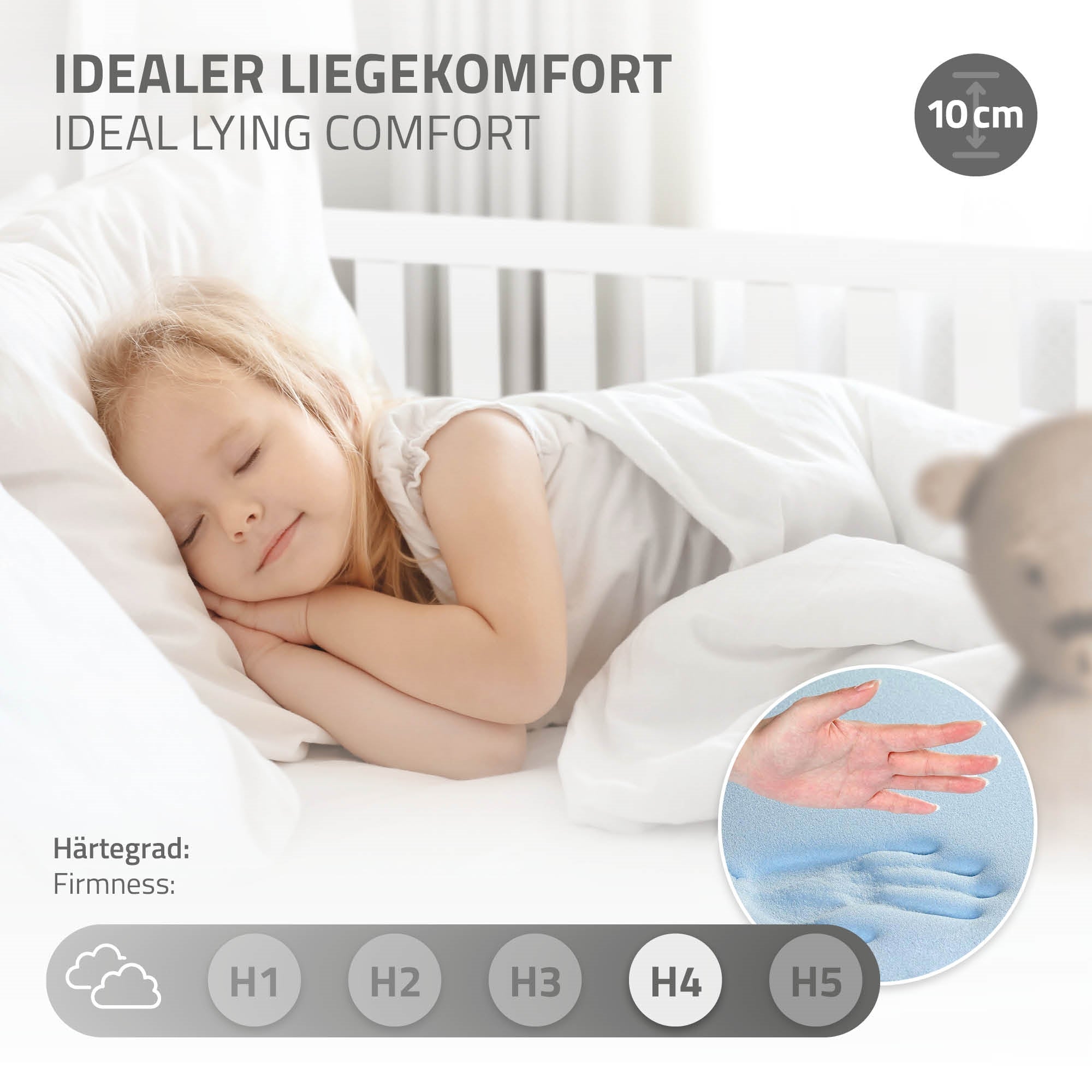ECD Germany Kinder lit cabane 80x160 cm blanc + matelas 10cm