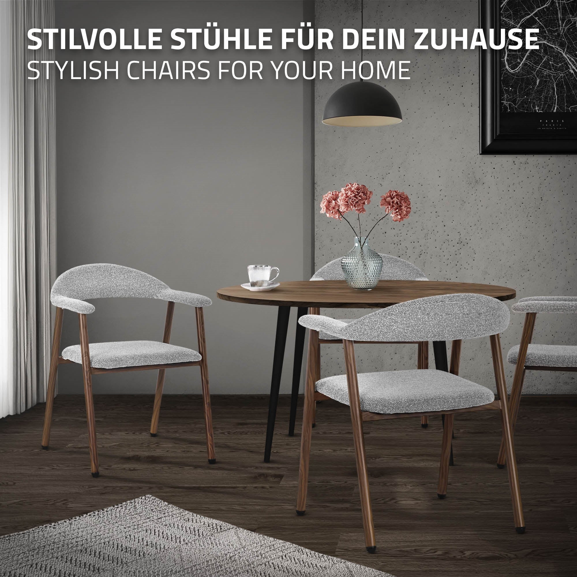 ECD Germany Möbel ML-Design chaise salle à manger gris lot 4