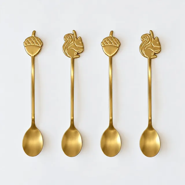Cook Keen Lot 4 cuillères inox écureuil Or