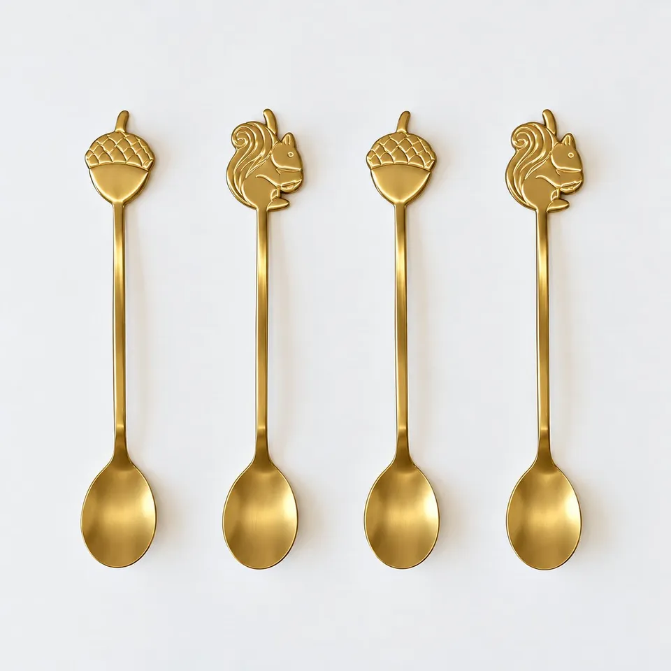 Cook Keen Lot 4 cuillères inox écureuil Or