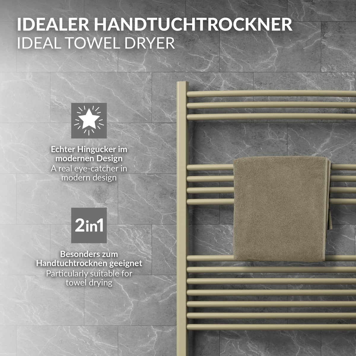 ECD Sahara 400x1200 radiateur sèche-serviettes beige cintré