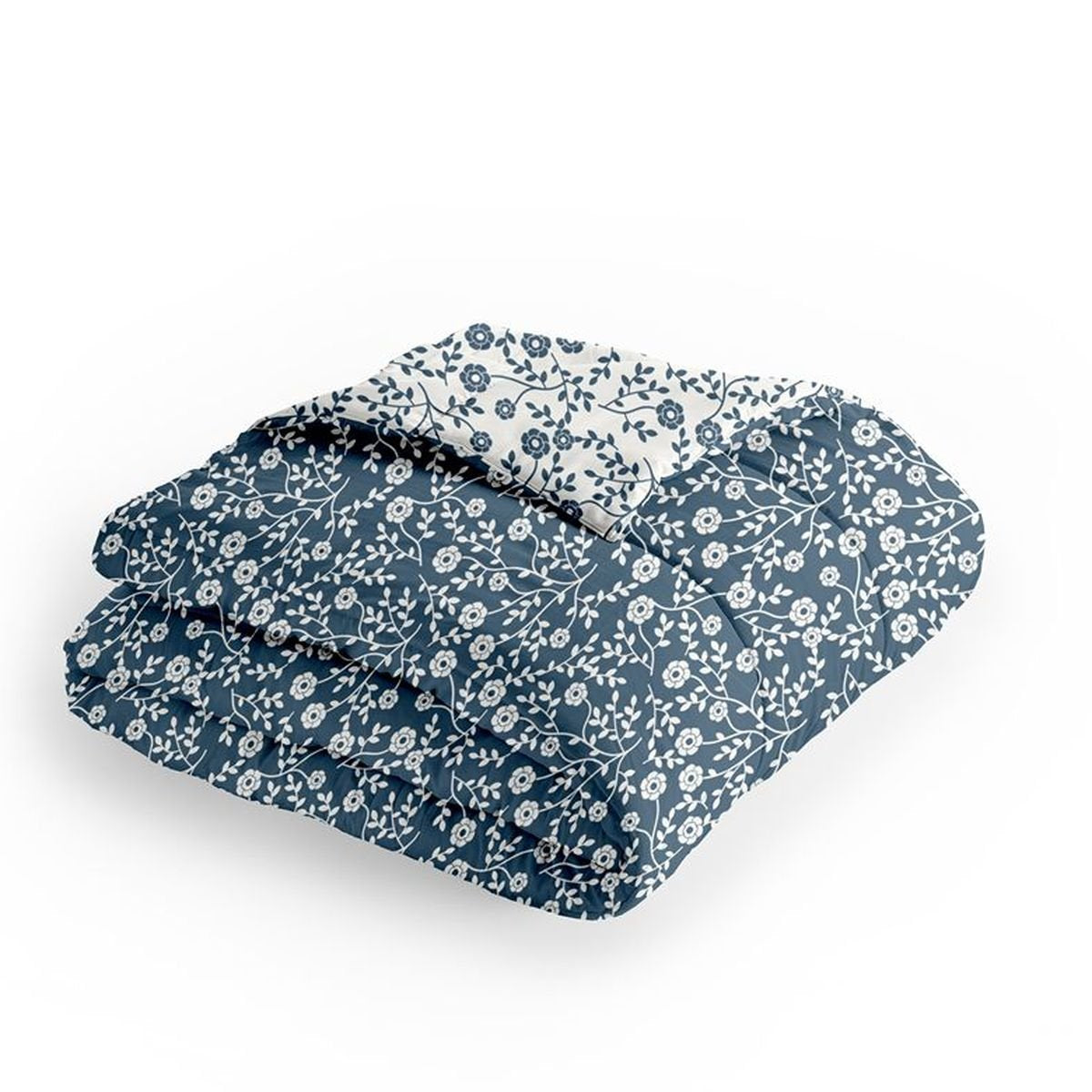 Stokomani Maison couette fleurs bleues réversible 240x220 cm