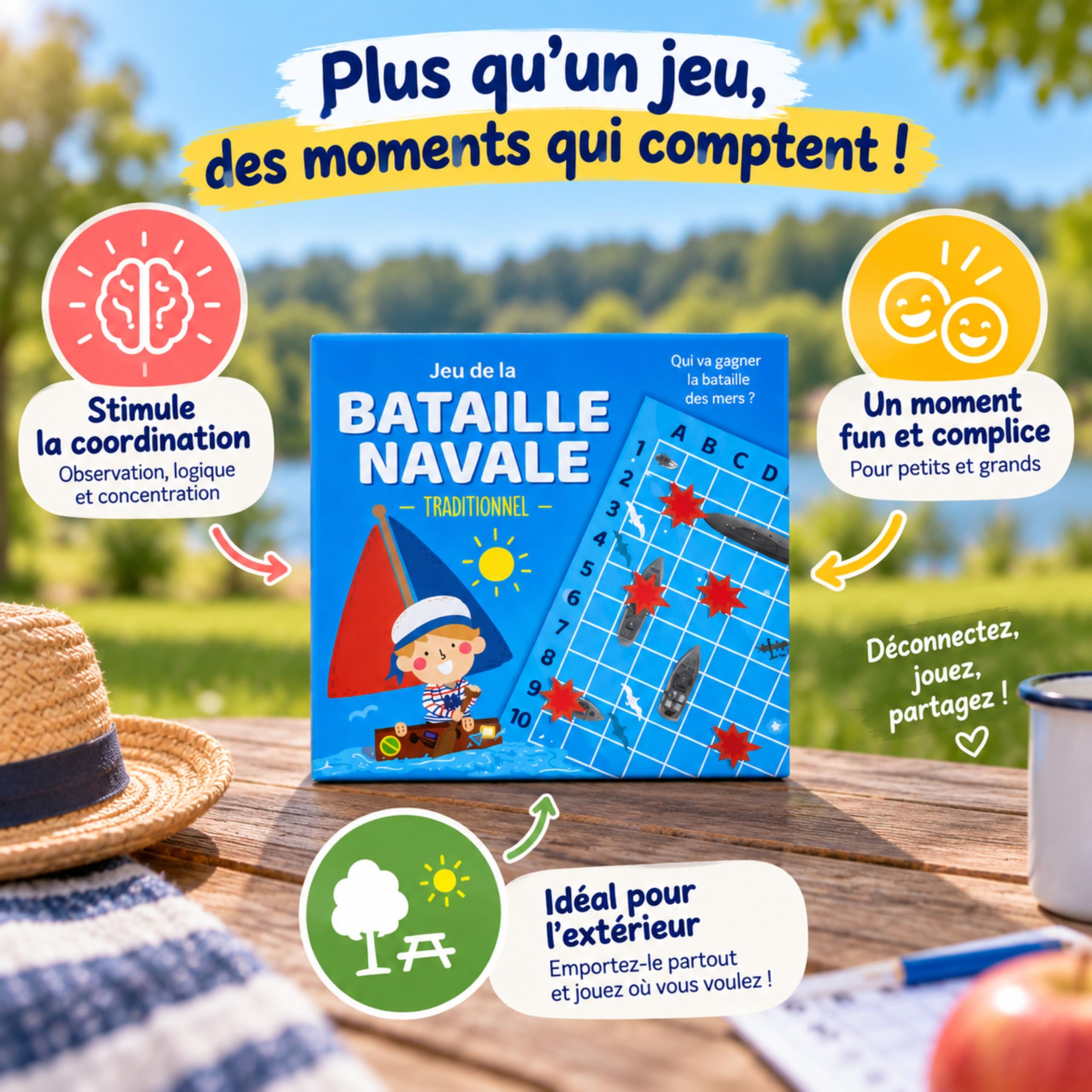 Shop-Story Loisirs bataille navale voyage 15x14cm 2 joueurs
