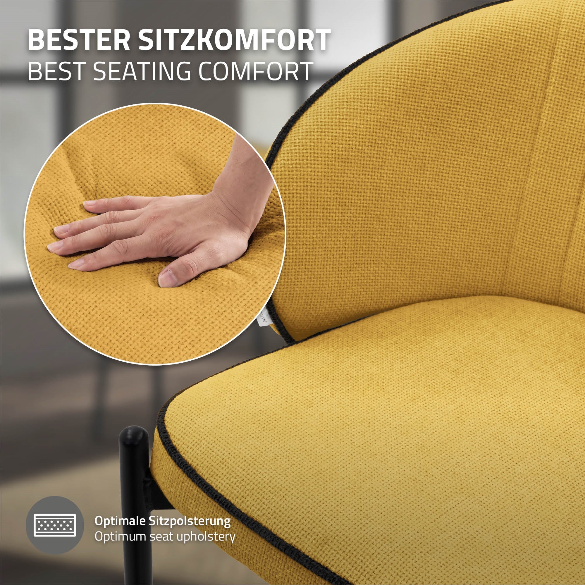 ECD Germany Möbel lot 2 chaises moutarde pieds métal