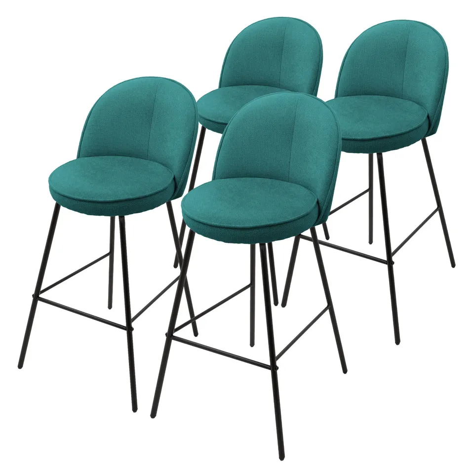ECD Germany Möbel tabourets bar pétrole lot 4 tissu dossier