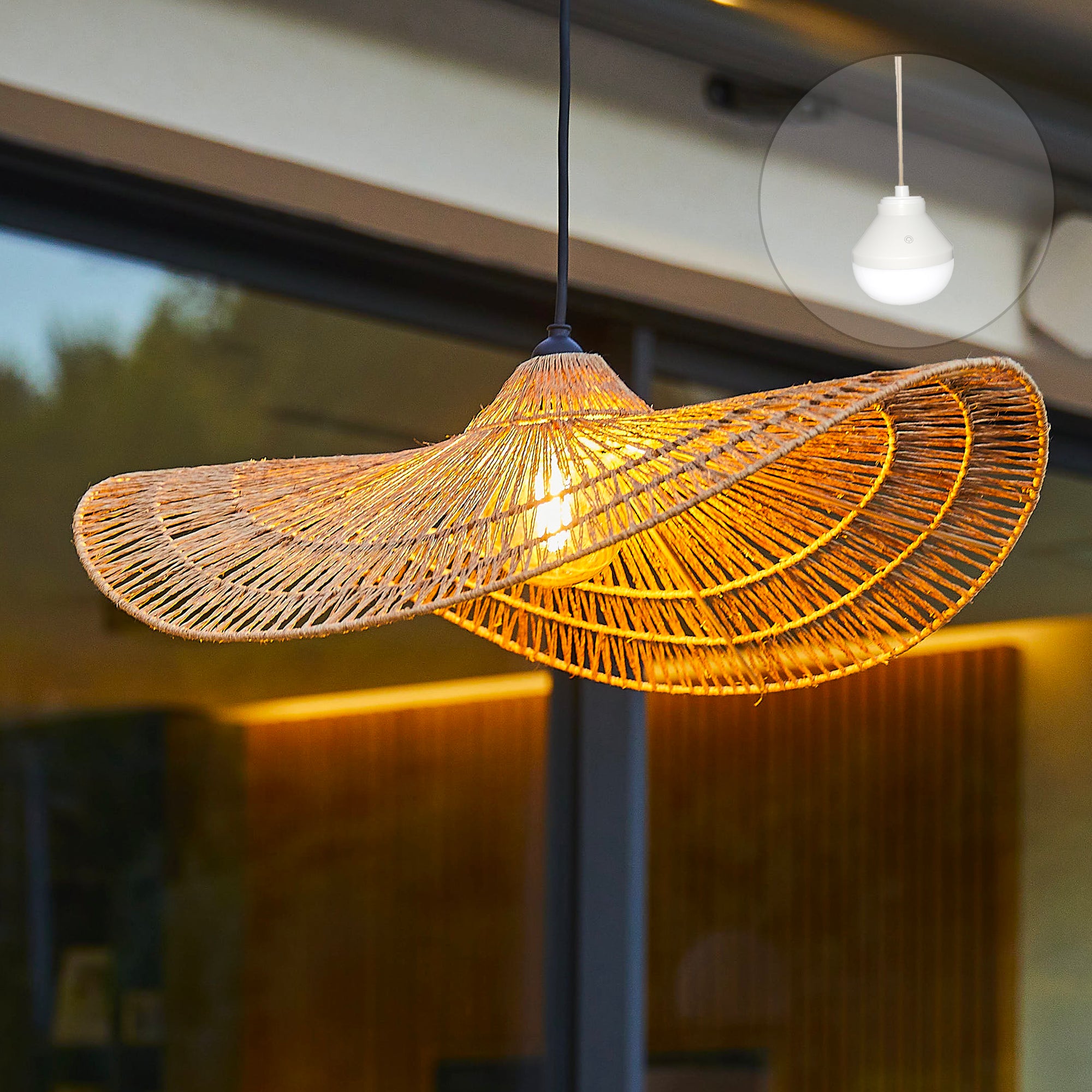 Red Deco Marbella Nomad suspension jute LED RGB 62cm