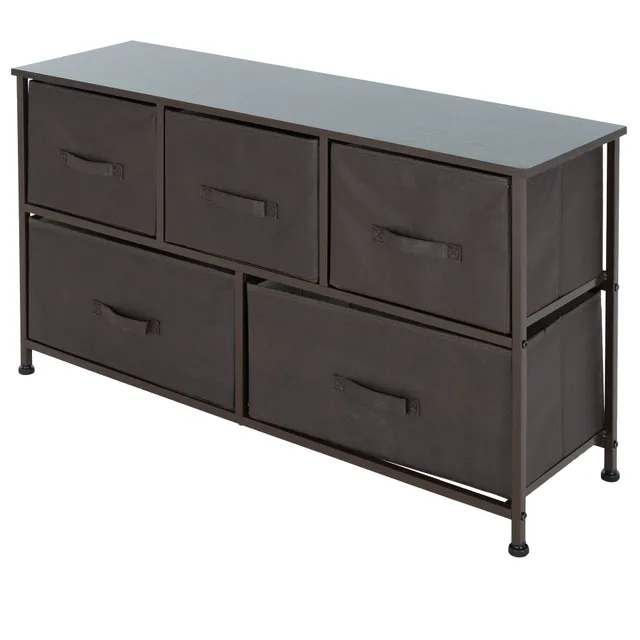 ECD Germany Möbel commode 5 tiroirs marron 100x30x54,5 cm