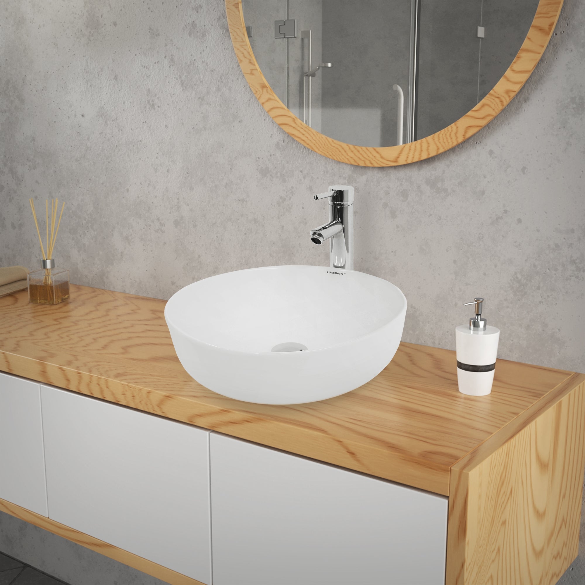 ECD Germany Sanitär Vasque ronde 40 cm blanc céramique + bonde