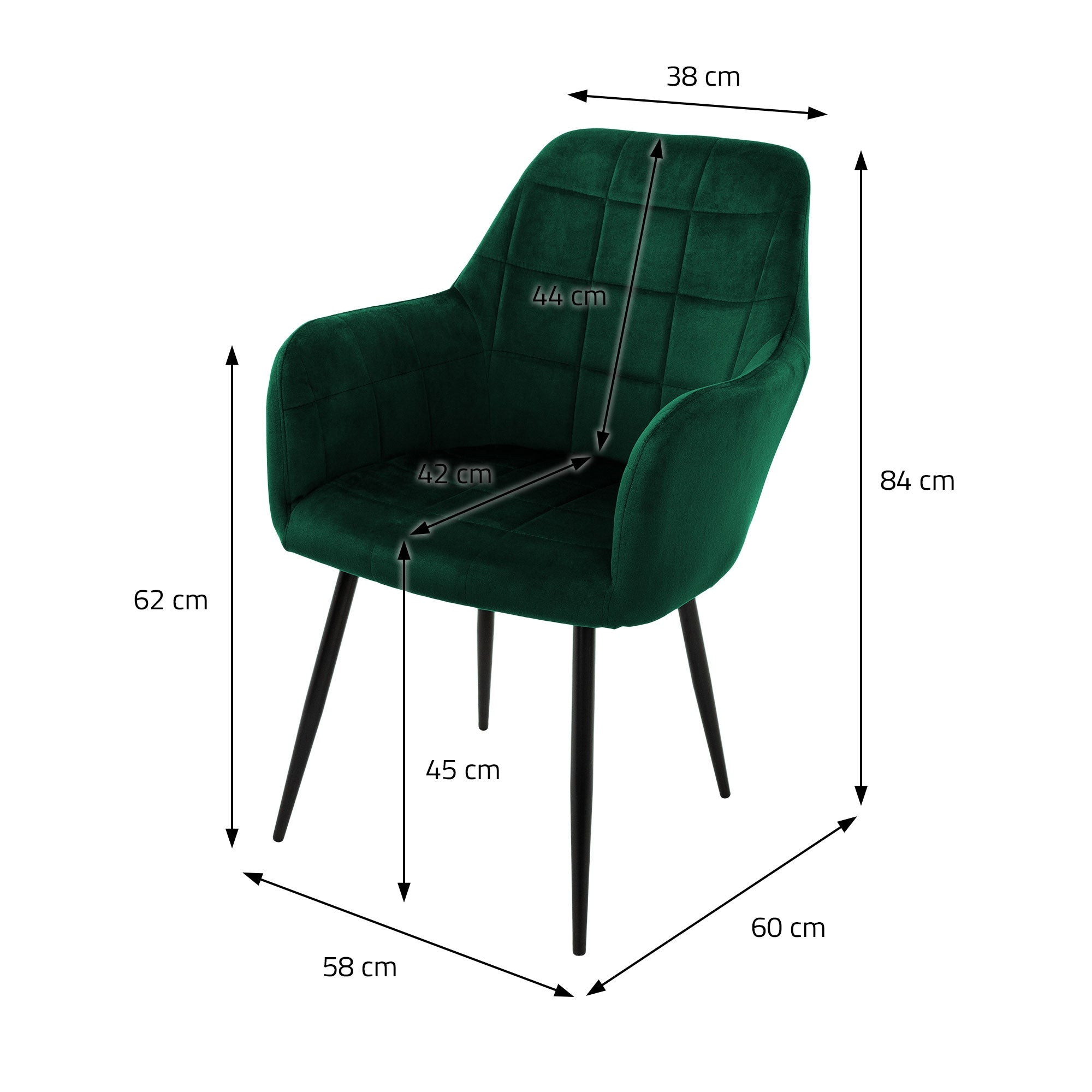 ML-Design chaise salle à manger velours vert foncé x6