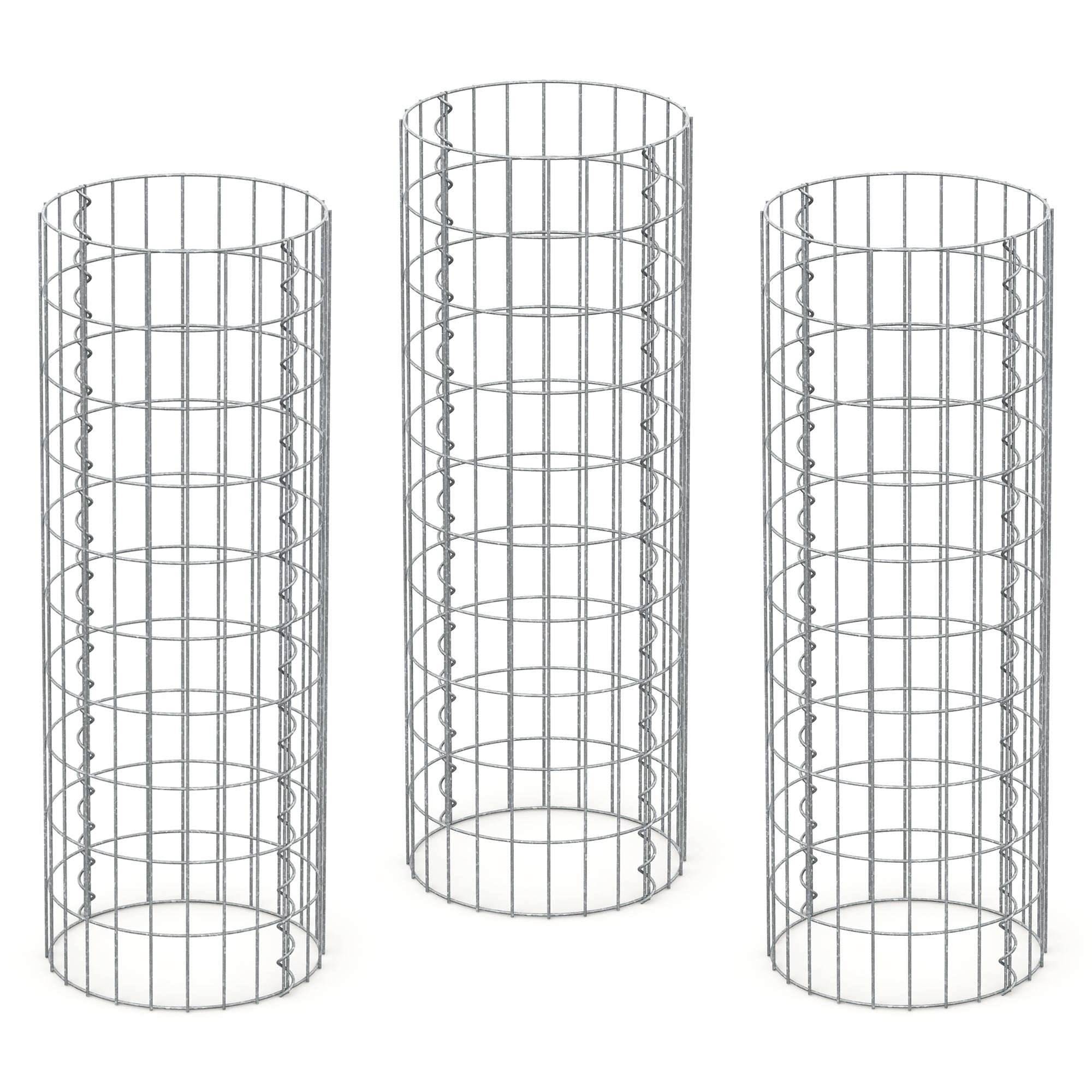 ECD Germany Garten gabion colonne ronde Ø35x100 cm lot 3 galvanisé