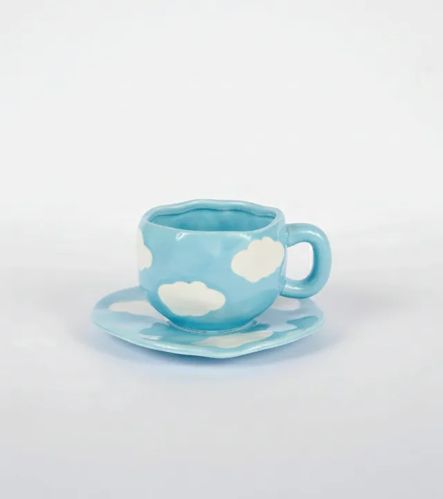 L'avant gardiste Nuage tasse et soucoupe céramique blanche