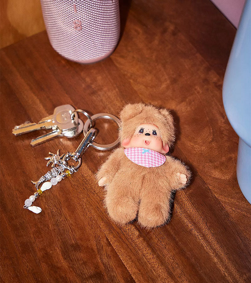 L'avant gardiste Porte-clés Monchhichi Kiki beige peluche