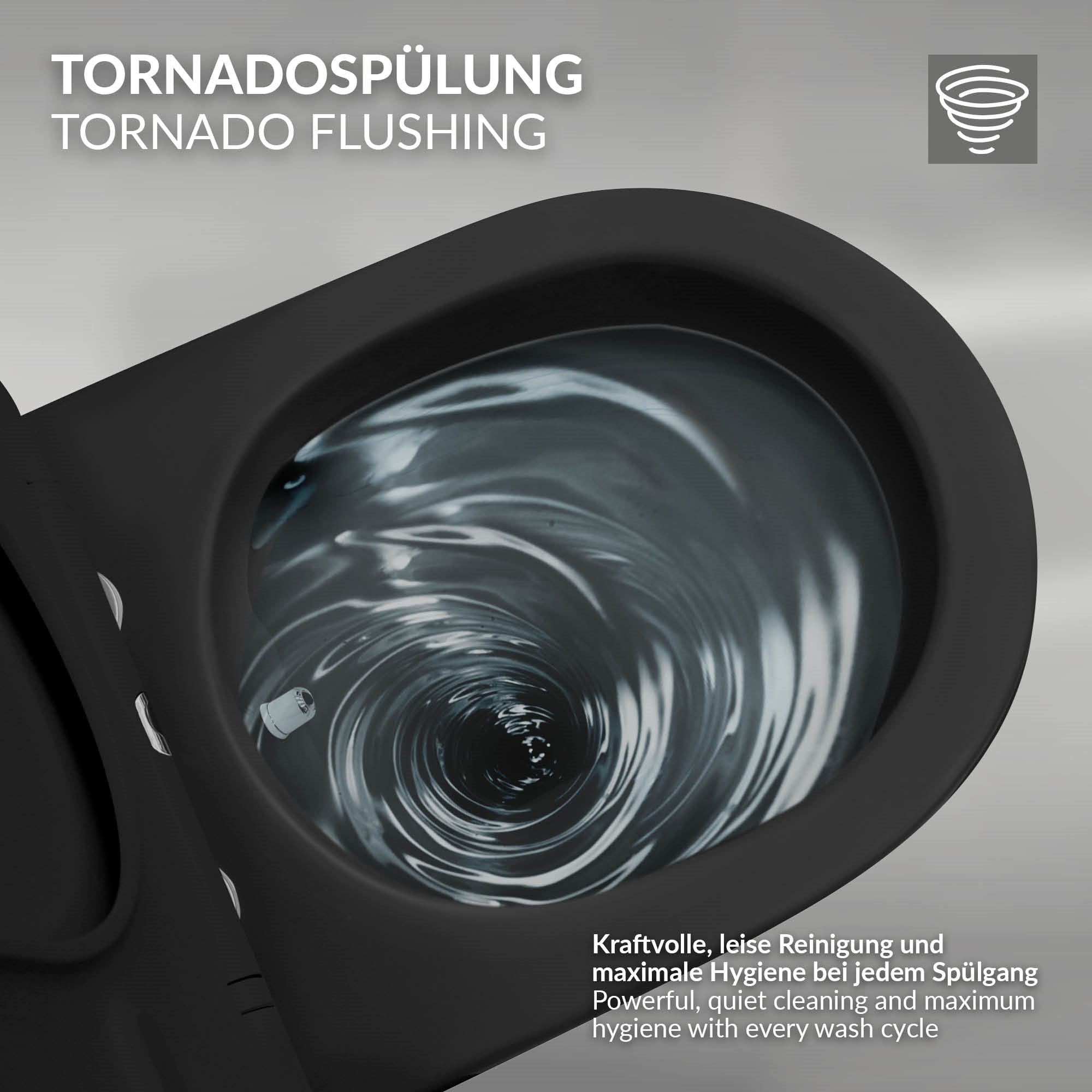 ECD Germany Sanitär WC suspendu noir mat 49cm sans bride